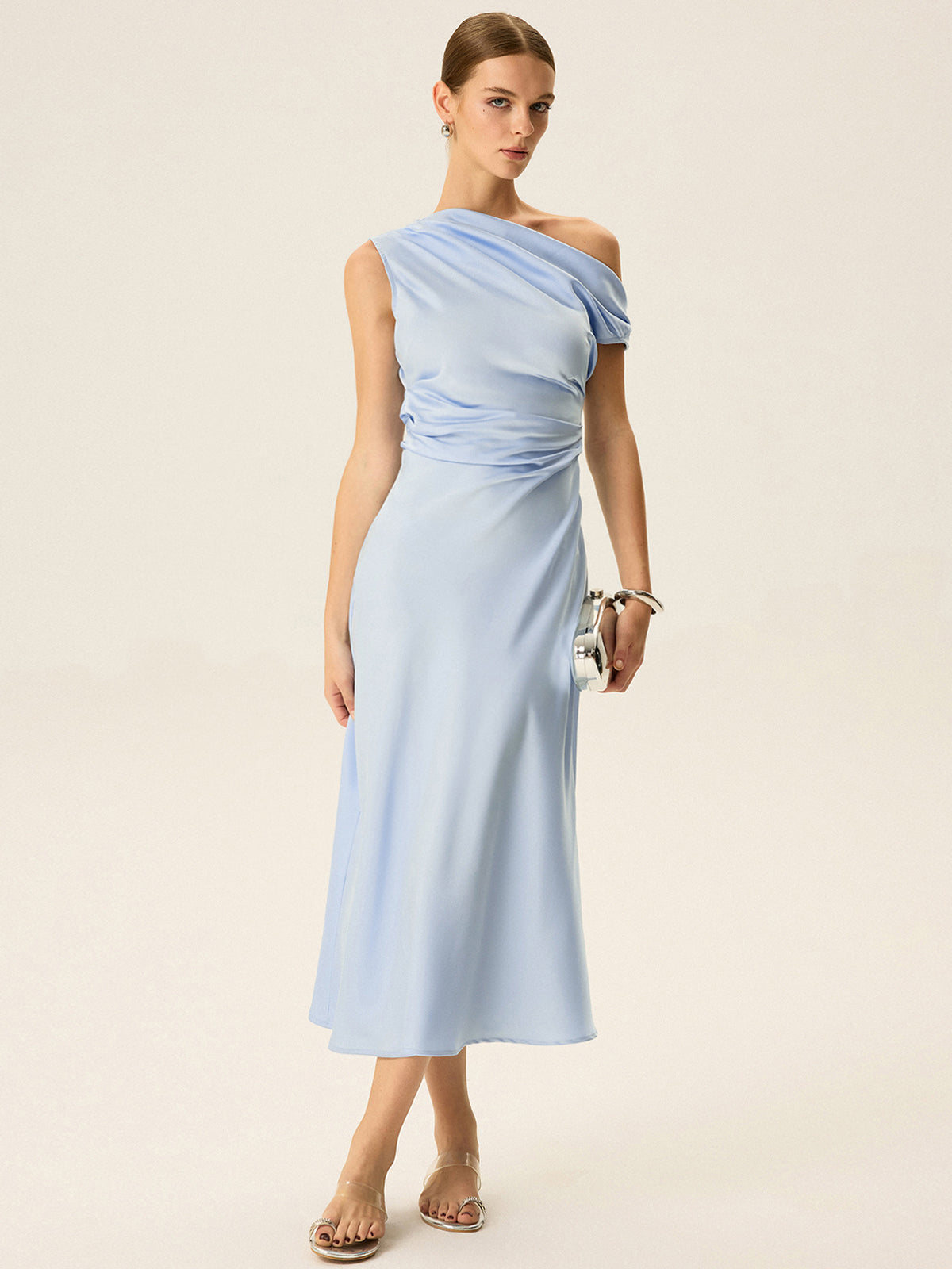 Off-shoulder Midi Dress-Massicos