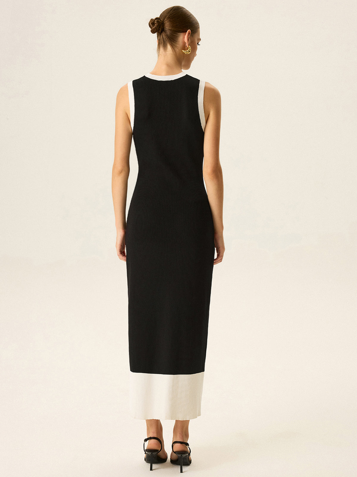 Contrast Trim Button Maxi Dress-Massicos