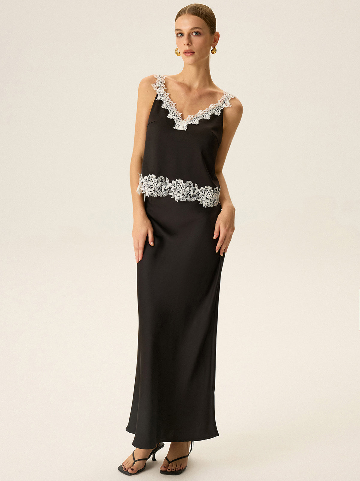 Semi-Sheer Lace Trim Cami Top-Massicos