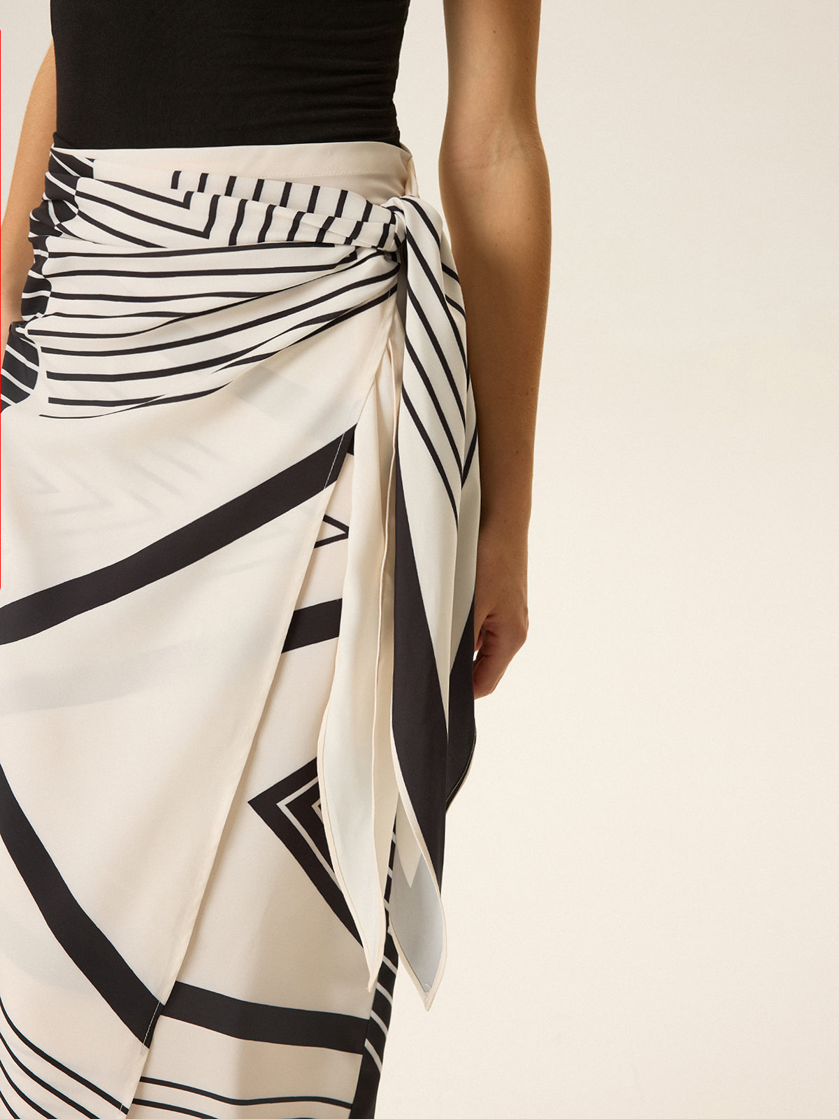 Sleeveless Top and Print Wrap Skirt Set-Massicos