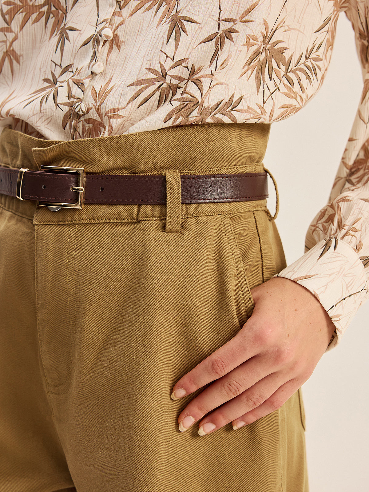 Belted Denim Mid-Waisted Shorts-Massicos