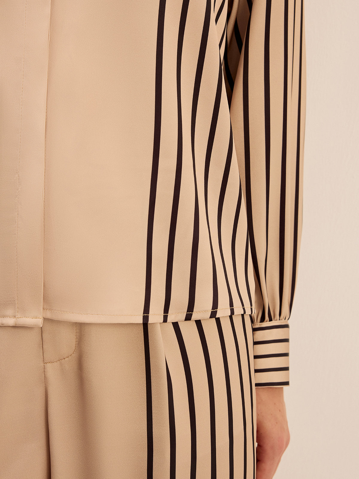 Striped Shirt and Wide-Leg Pants Set-Massicos