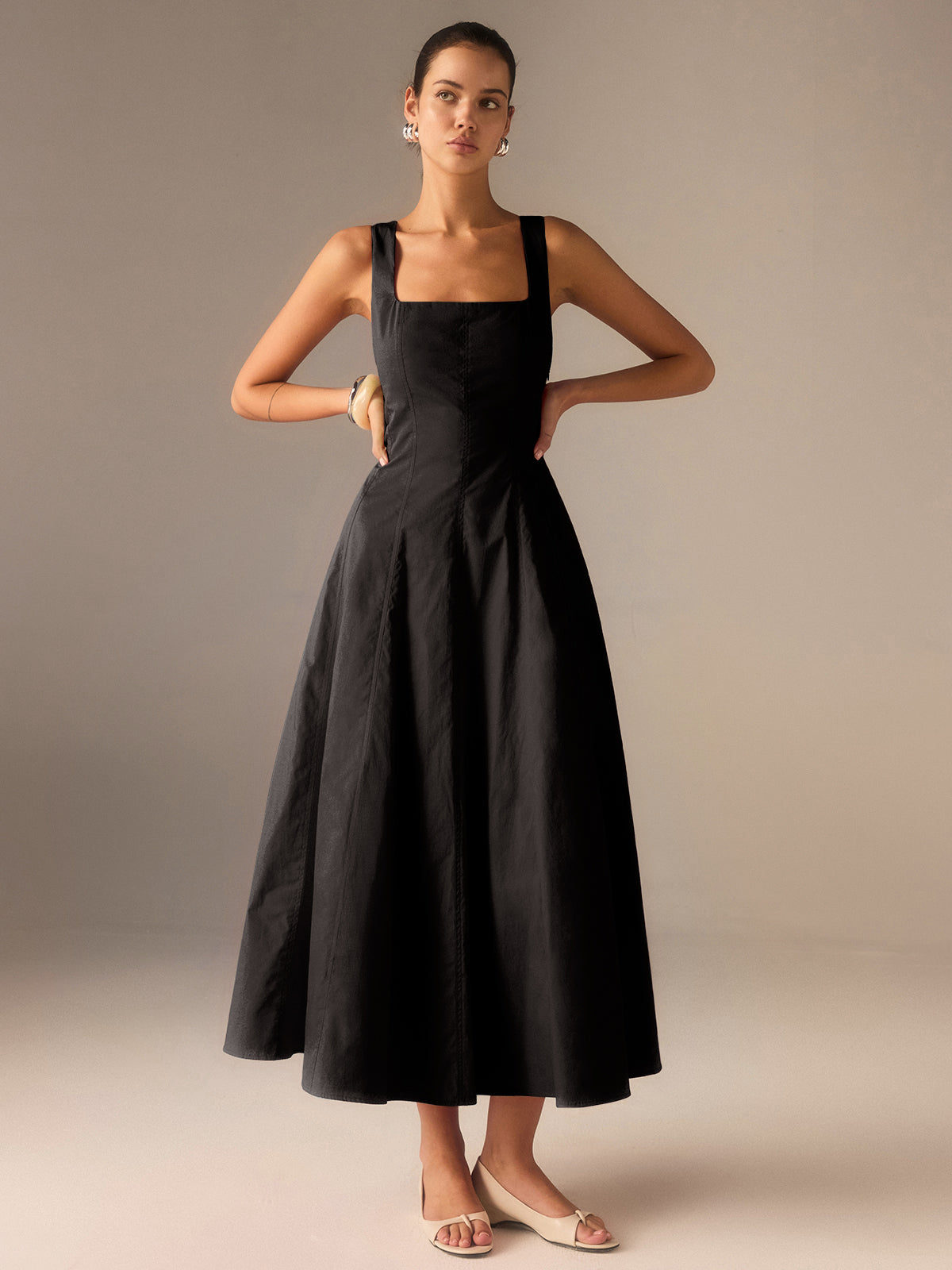 Cotton Maxi Dress with Lace-Up Back-Massicos