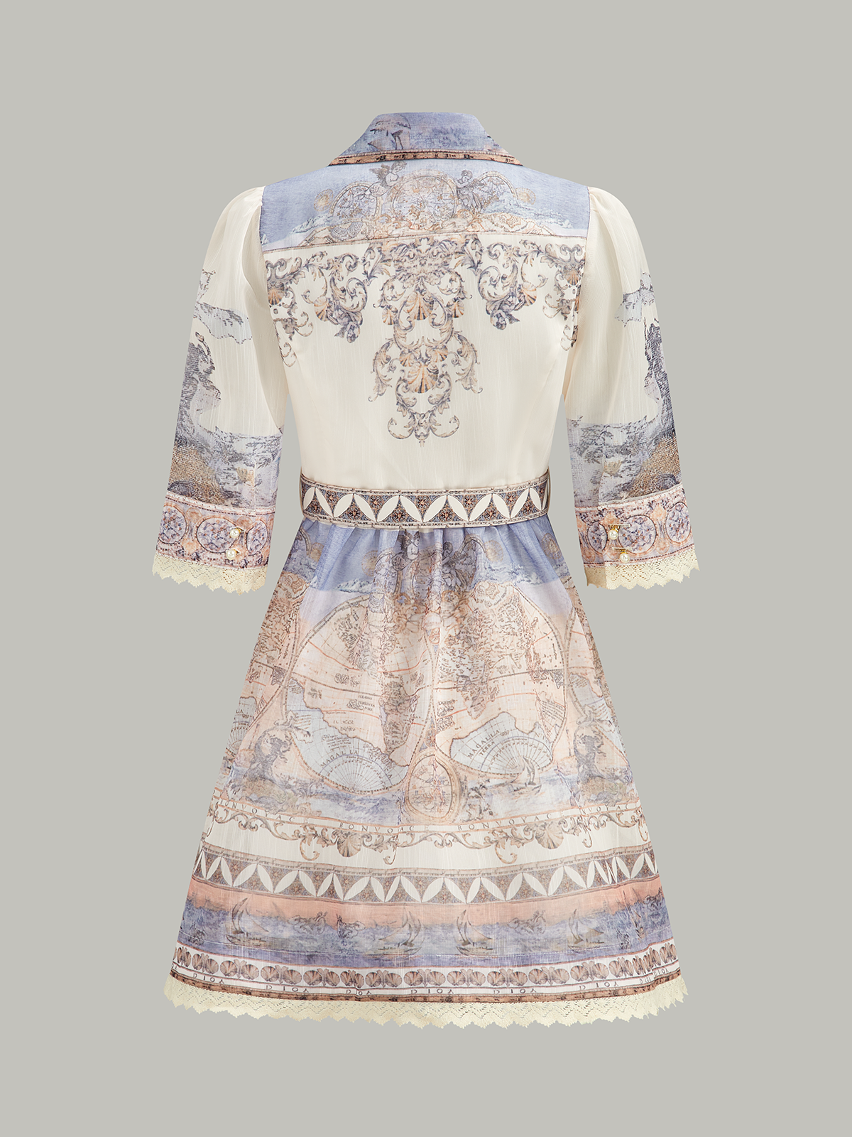 Semi-Sheer Buttoned Dress With Belt-Massicos