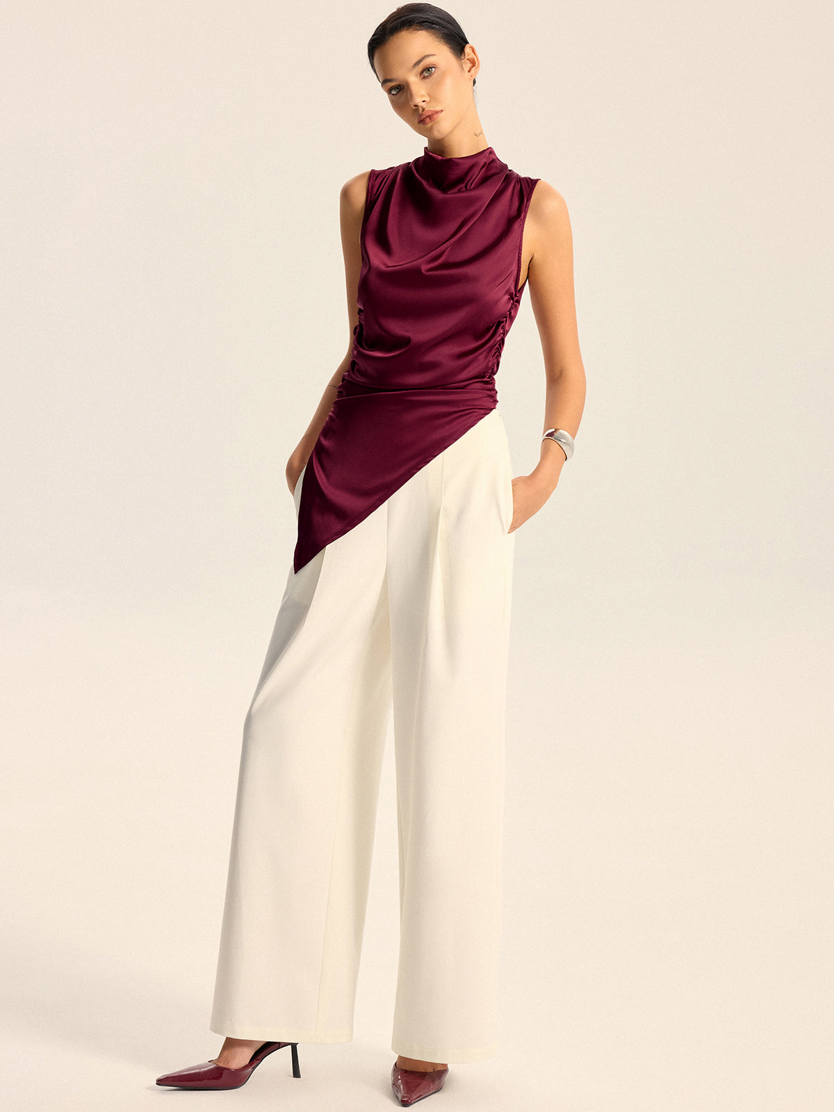 Mid-Waisted Wide-Leg Pants-Massicos