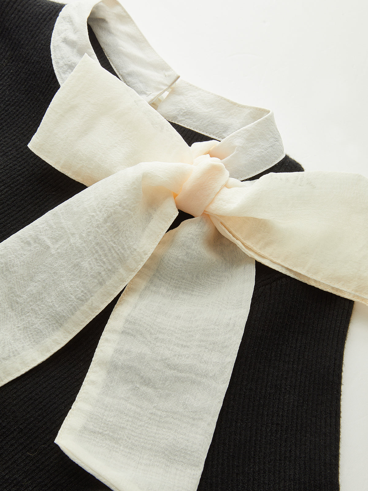 Bow Ribbed Flared Cuff Sweater-Massicos