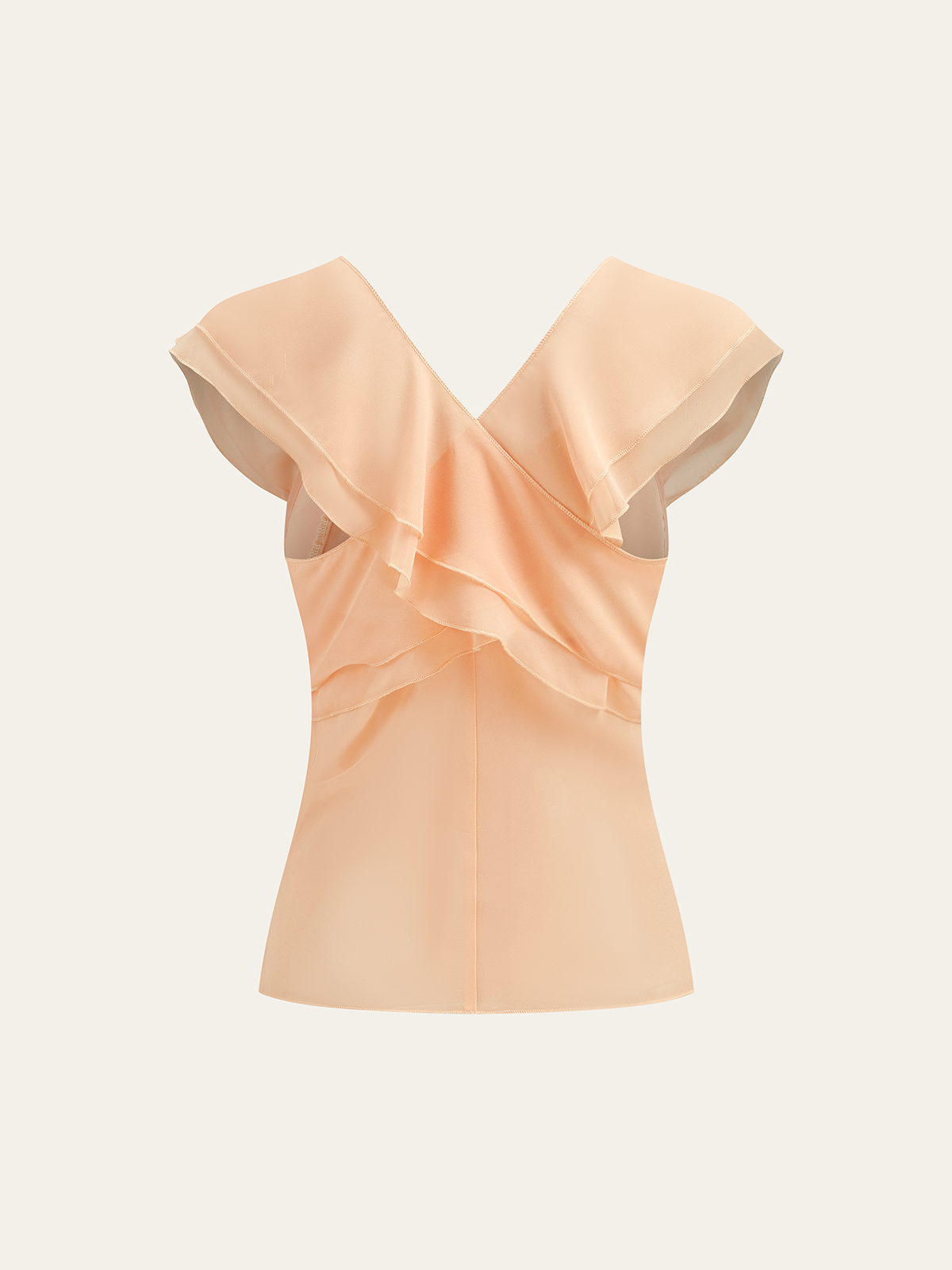 Semi-Sheer Ruffled Chiffon Blouse-Massicos