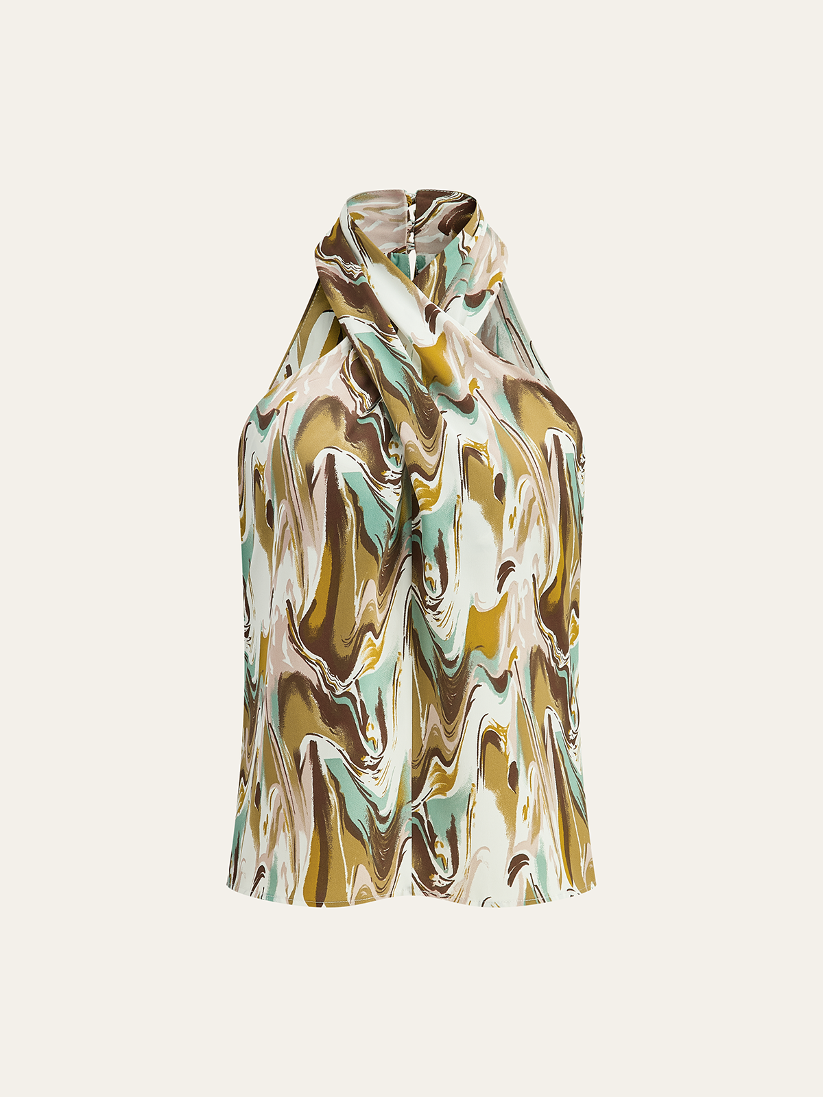 Abstract Print Halter Neck Top-Massicos