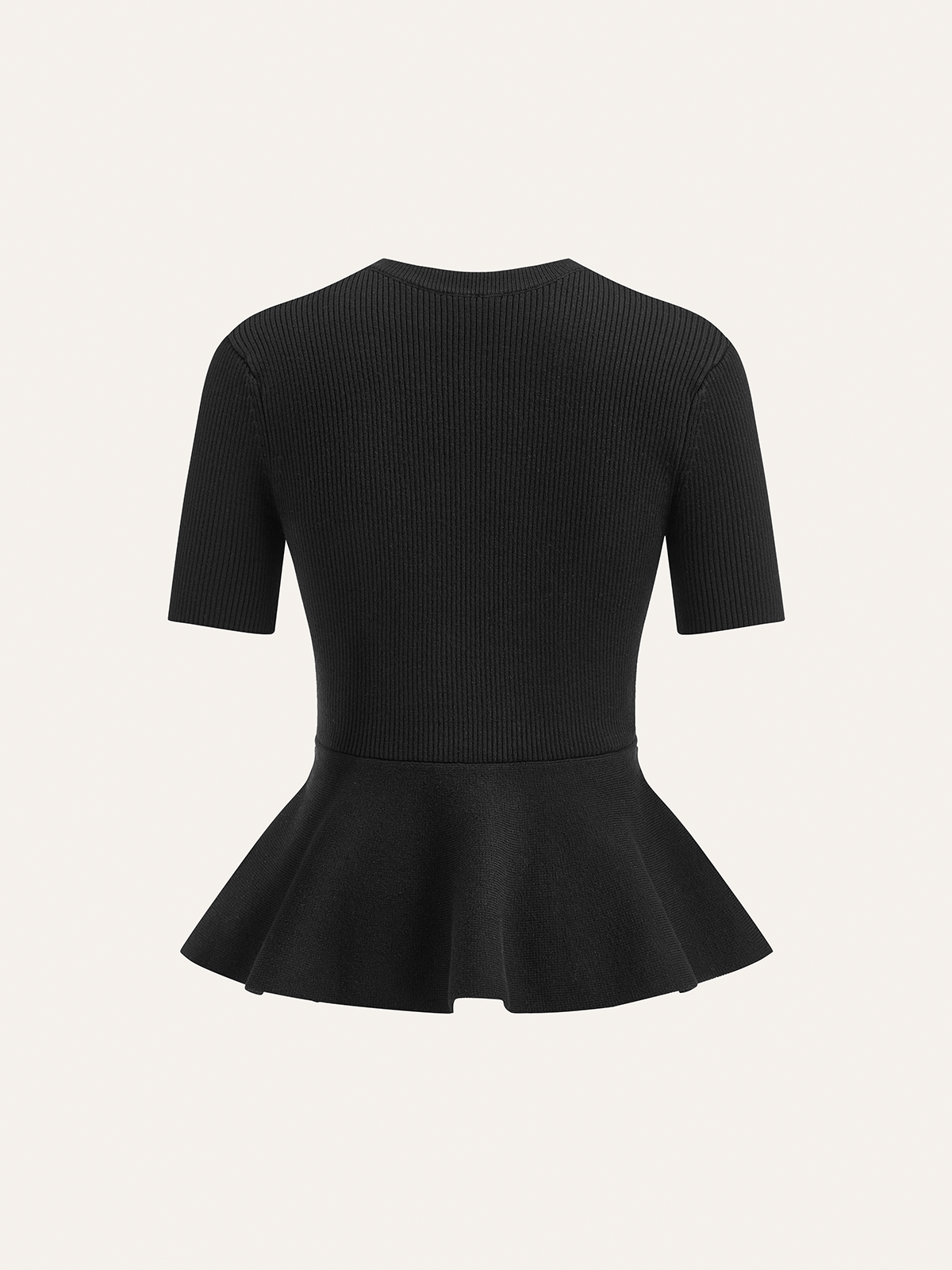 Metal Button Peplum Wool Knit Top-Massicos