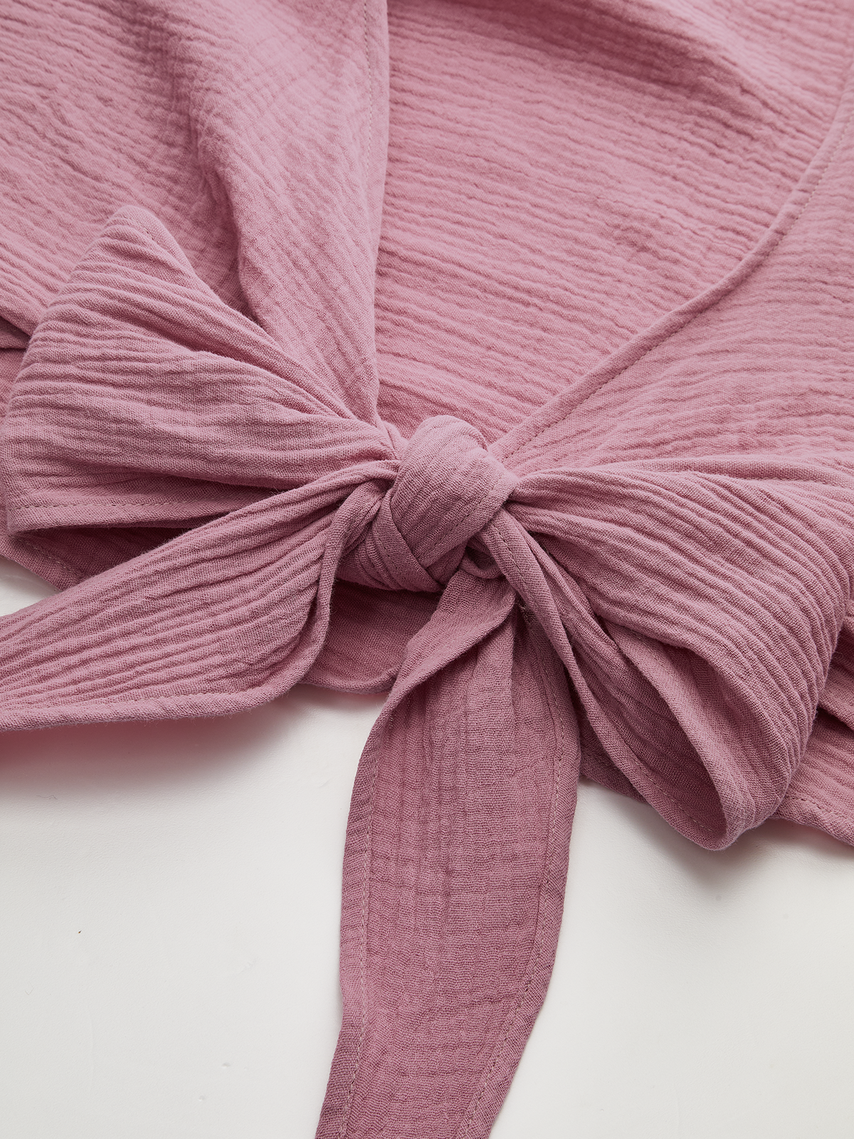 Tie-Front Long Sleeve Cropped Blouse-Massicos