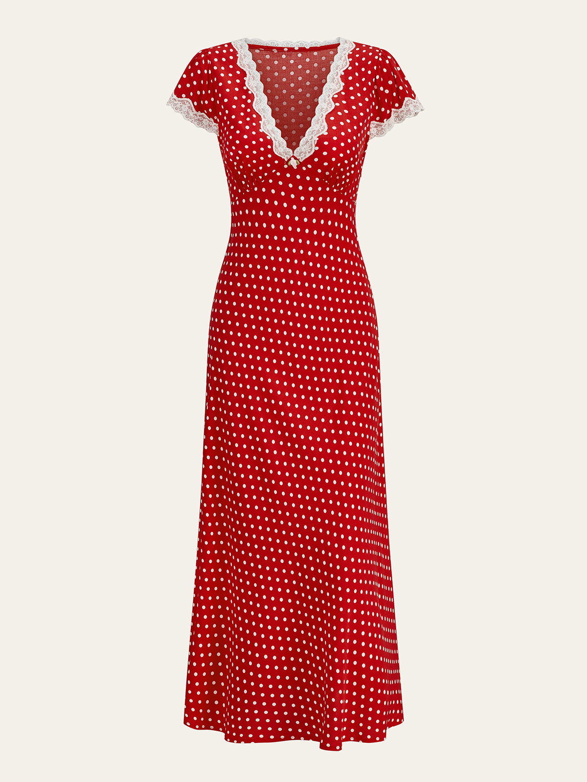 Polka Dot Lace-Trim Dress-Massicos