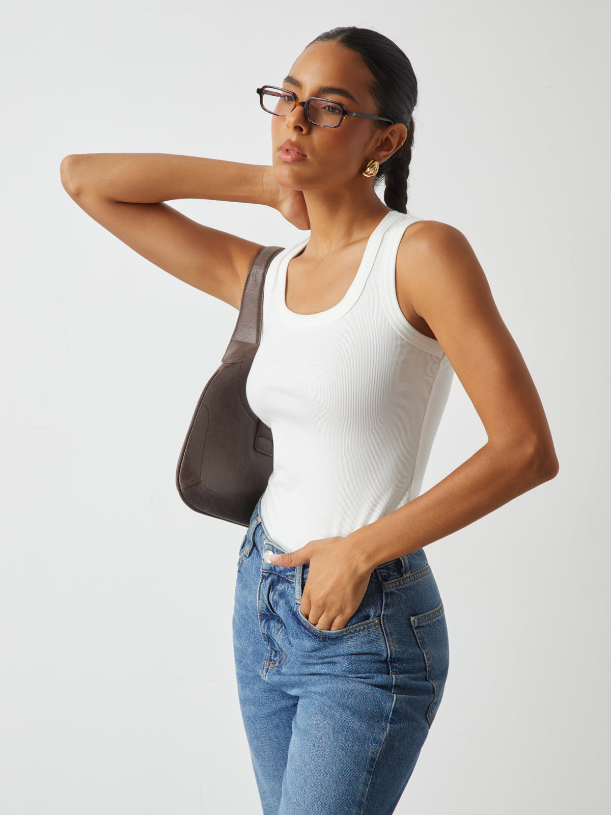 Ribbed Knit Crew Neck Tank Top-Massicos