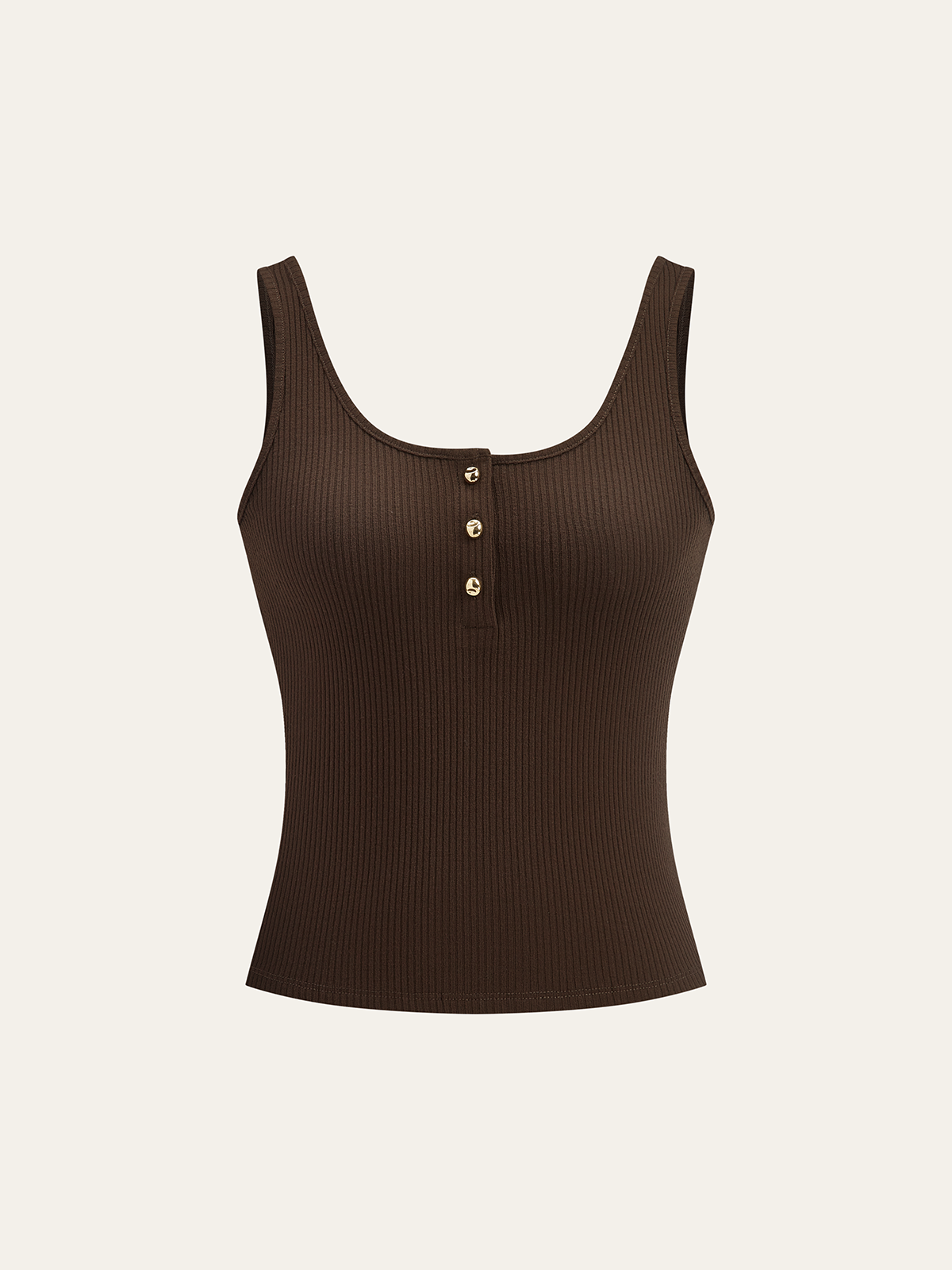 Ribbed Button-Front Tank Top-Massicos