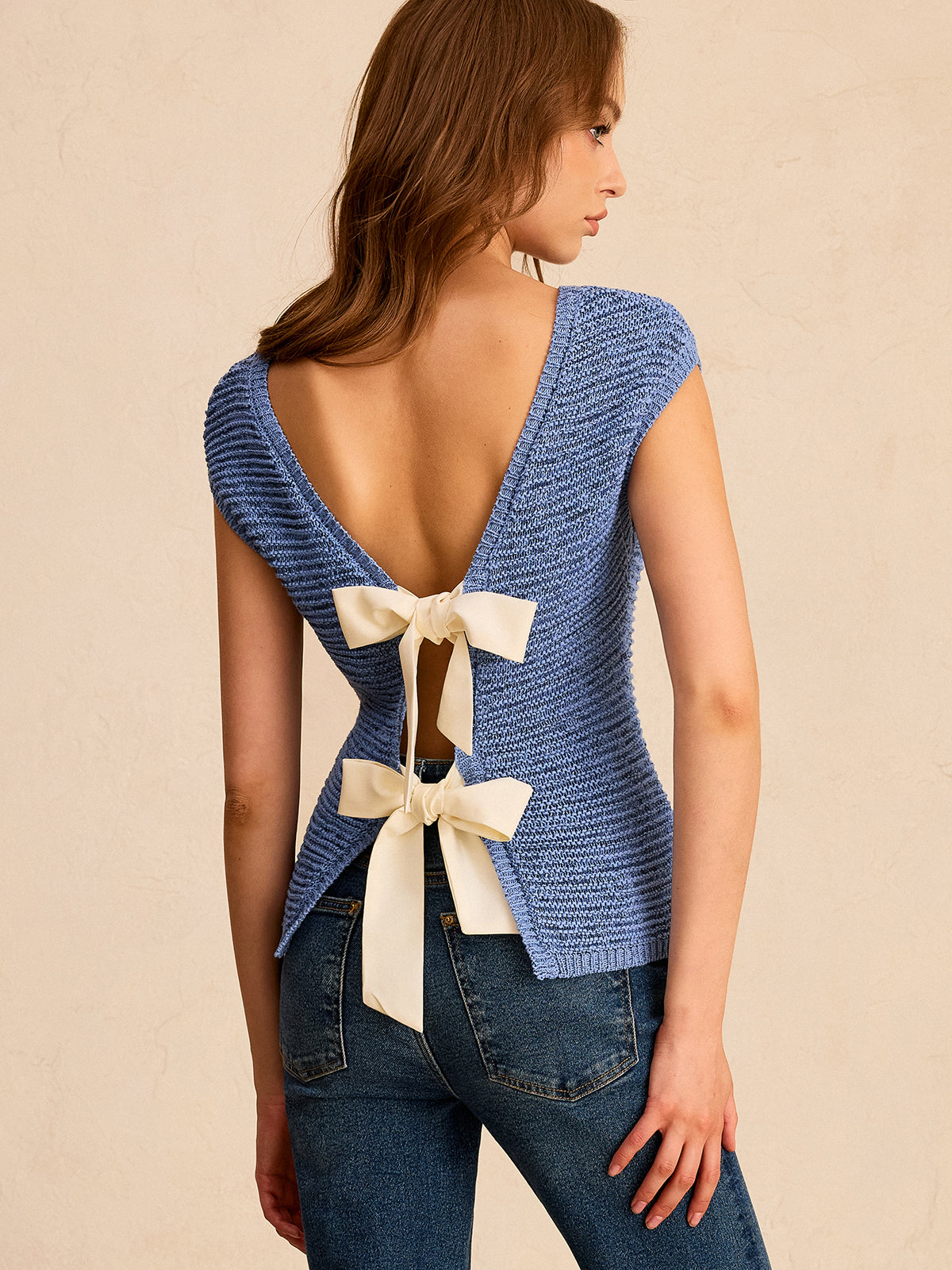 Bow Tie Reversible Design Knit Top-Massicos