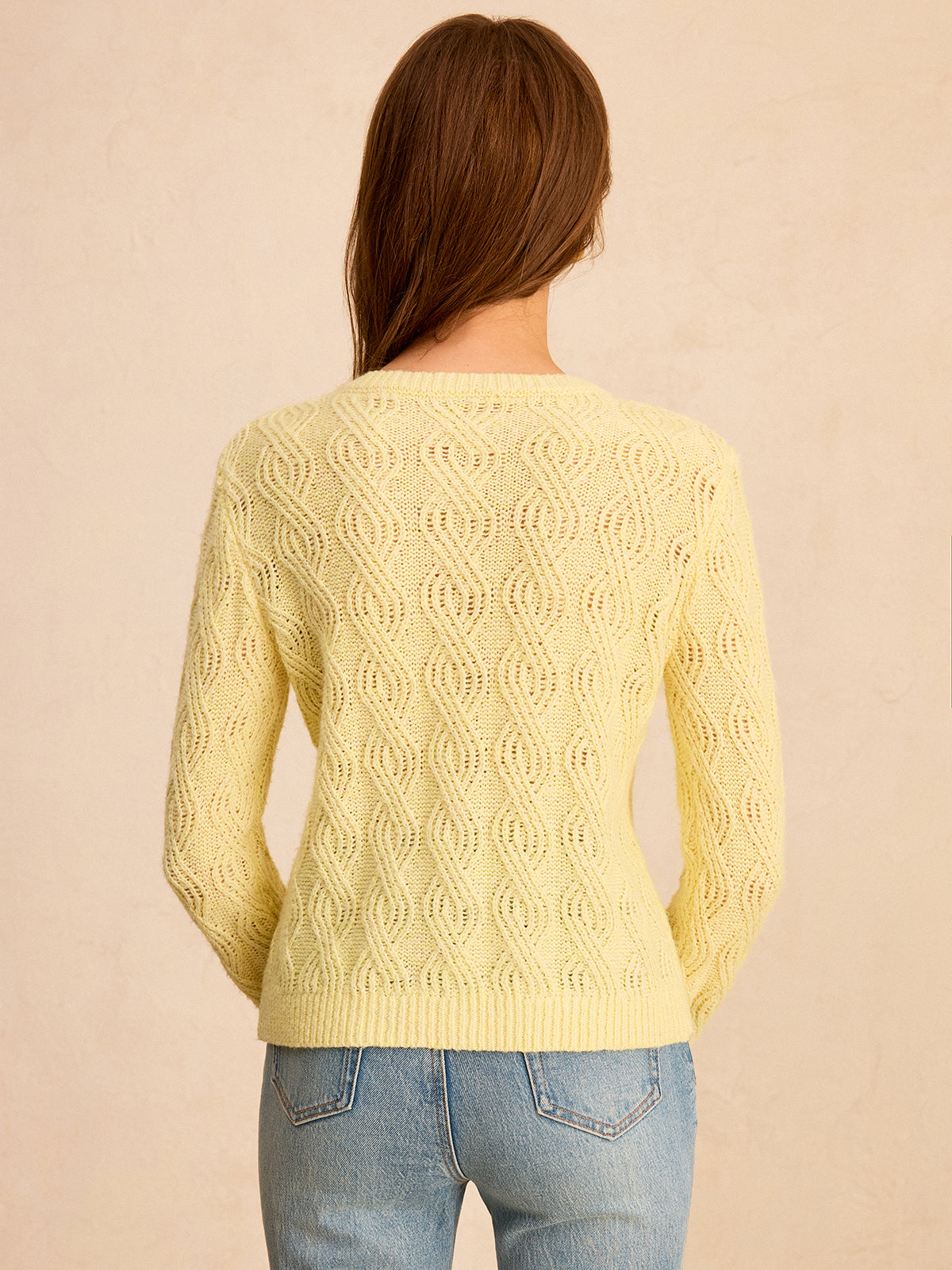 Cable-Knit Button-Front Cardigan-Massicos