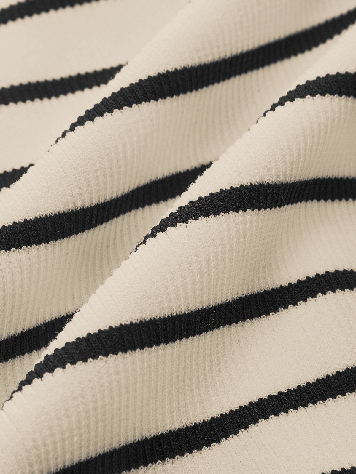 Striped Short-Sleeve Polo Collar Knit Cardigan-Massicos