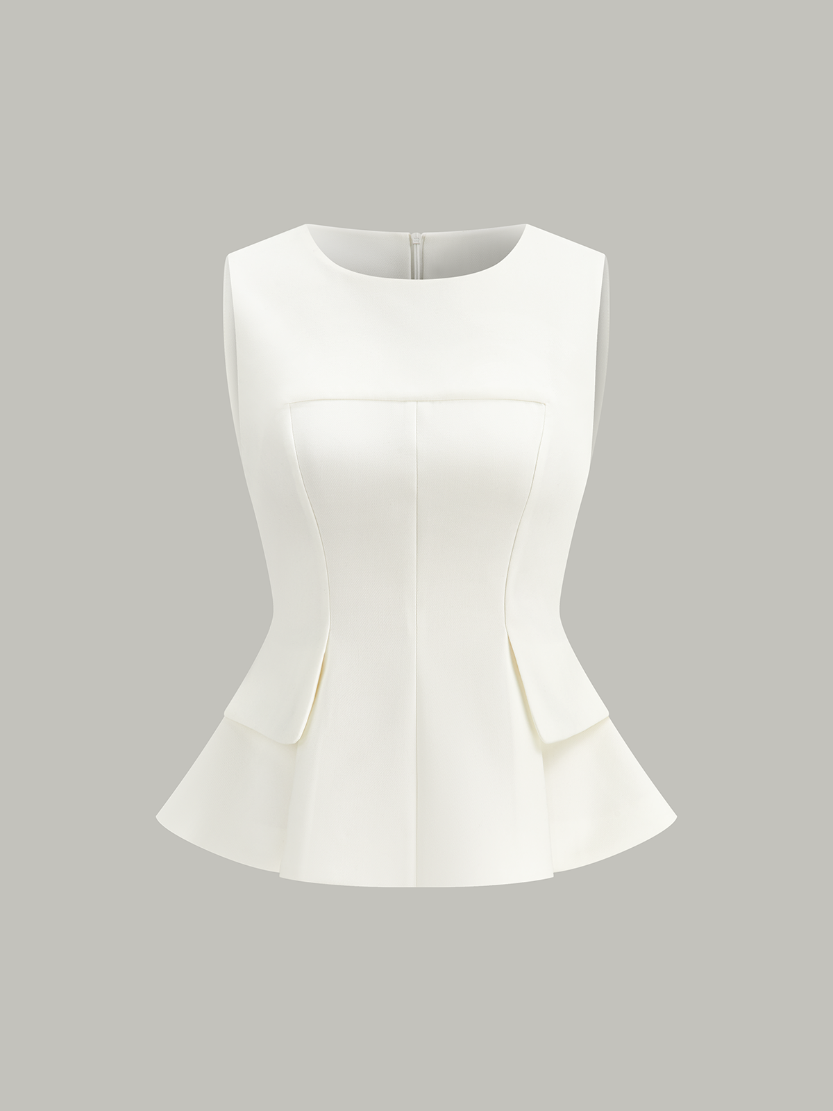 Sleeveless Peplum Back Zipper Top-Massicos