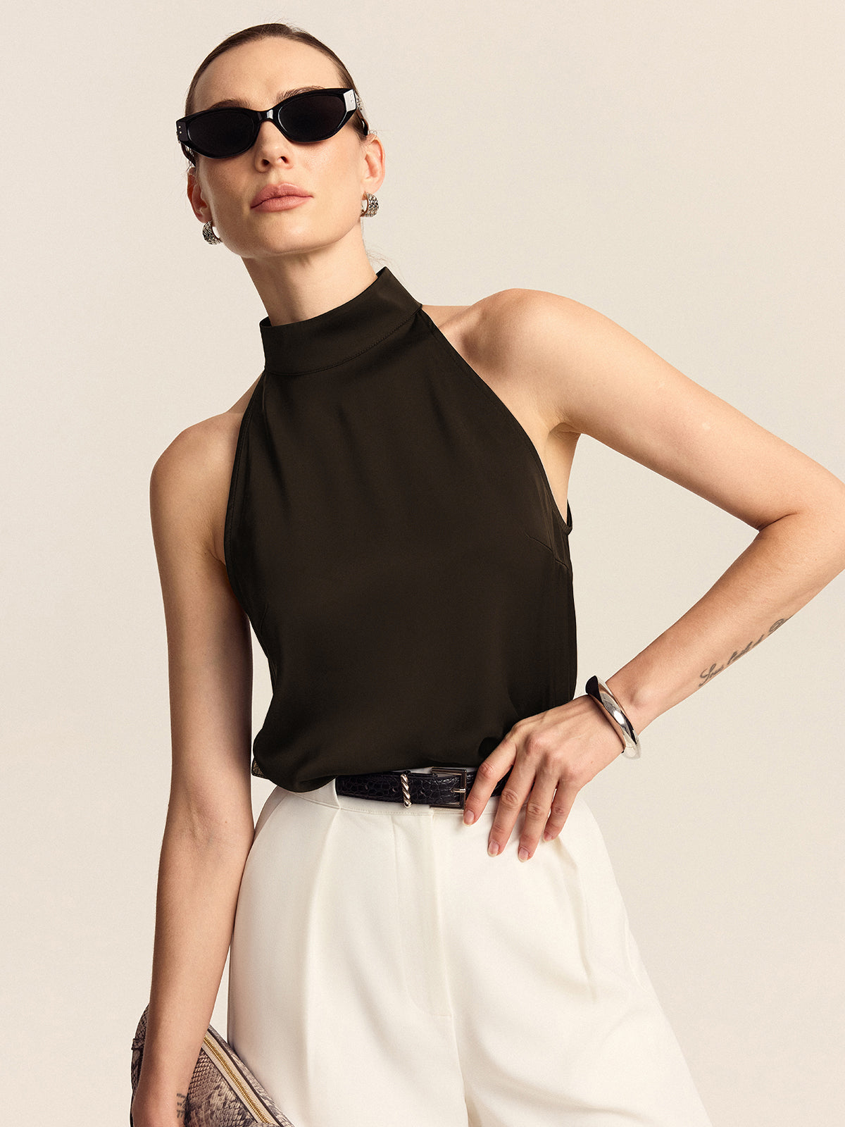 Satin Halter Top-Massicos