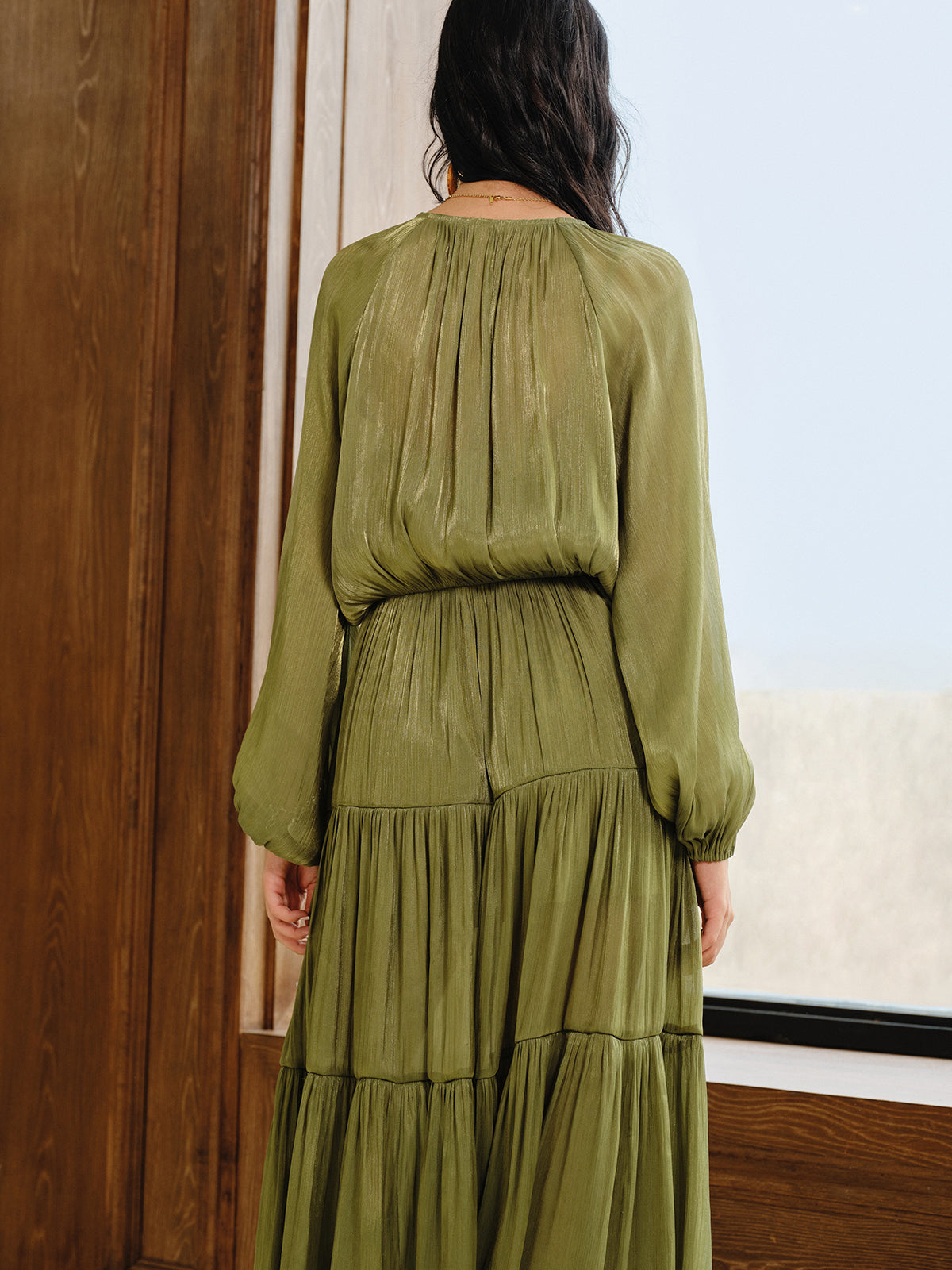 Tiered Maxi Dress Set with Liner-Massicos