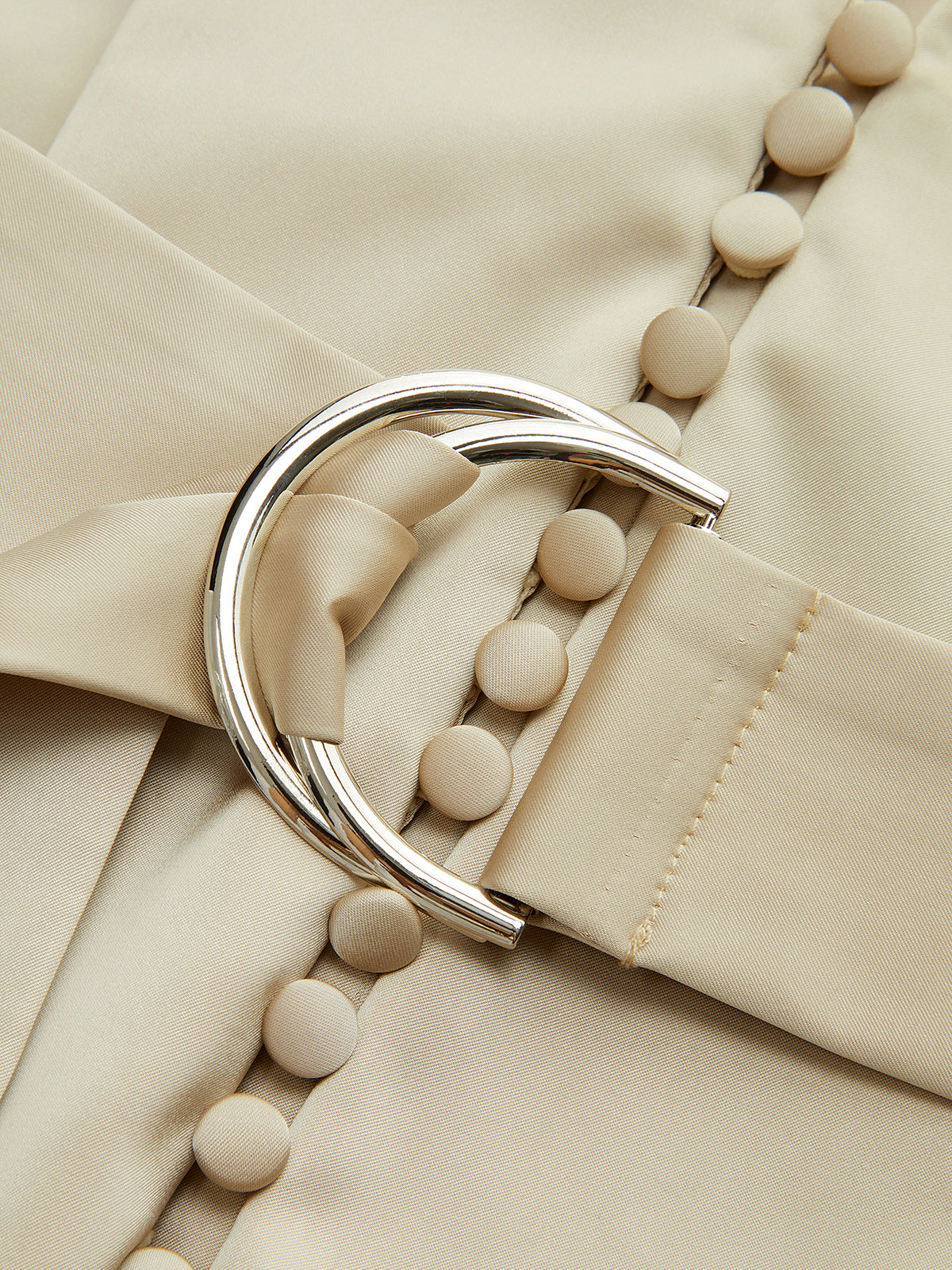 Belted Volume-Sleeve Jacket with Cloth Button-Massicos
