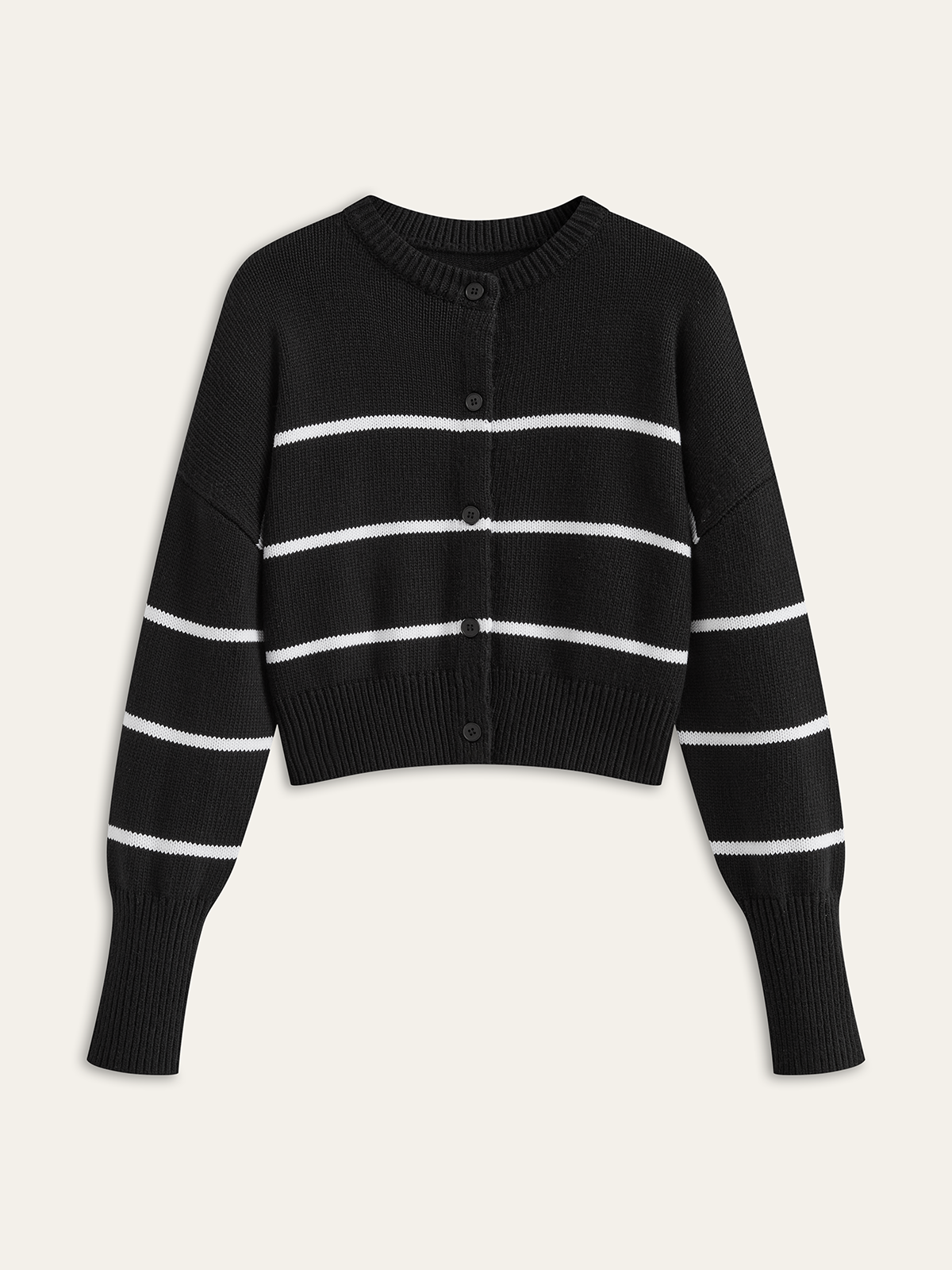 Striped Wool Blend Button Cardigan-Massicos