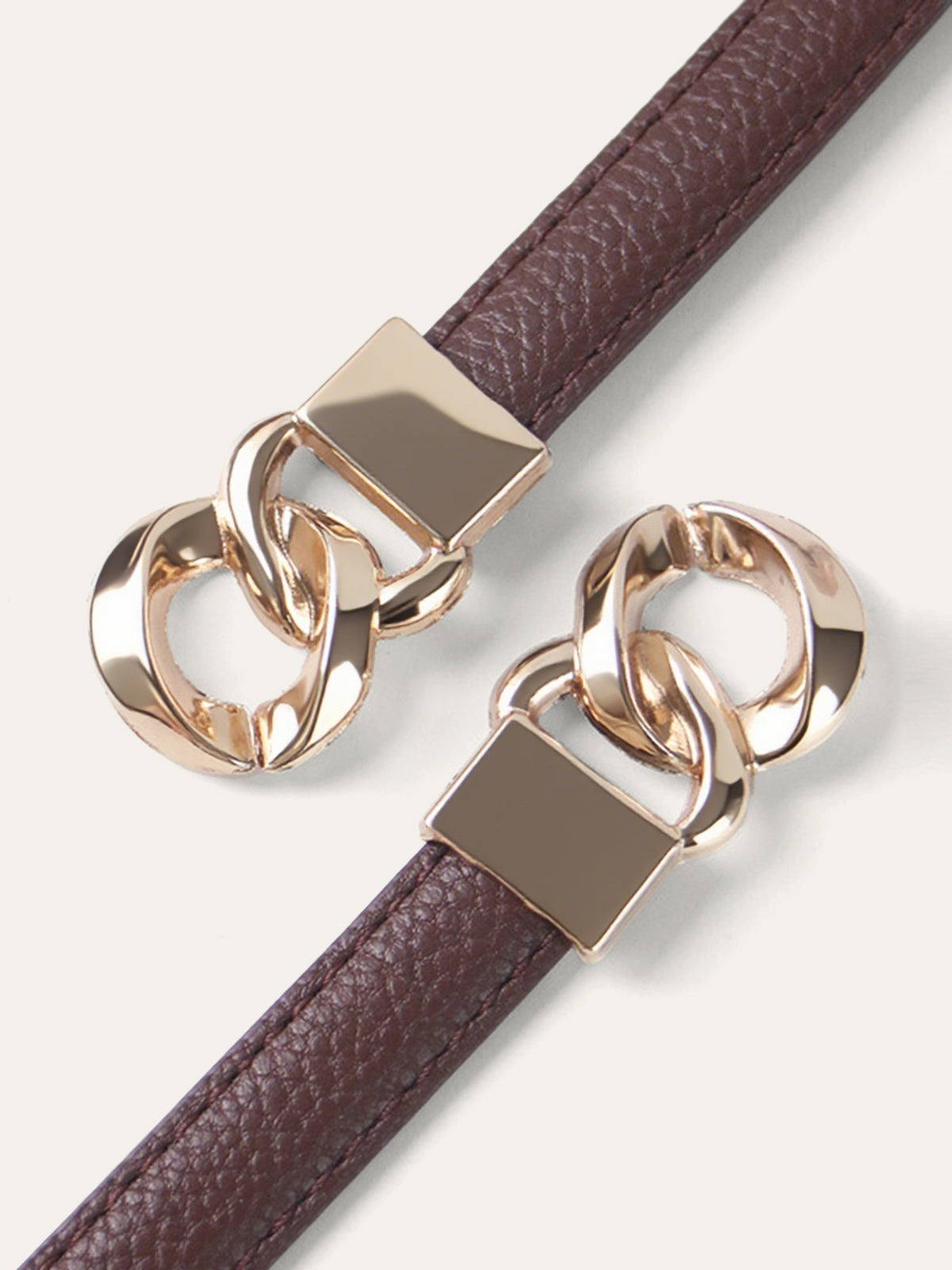 Twisted Buckle PU Leather Thin Belt-Massicos