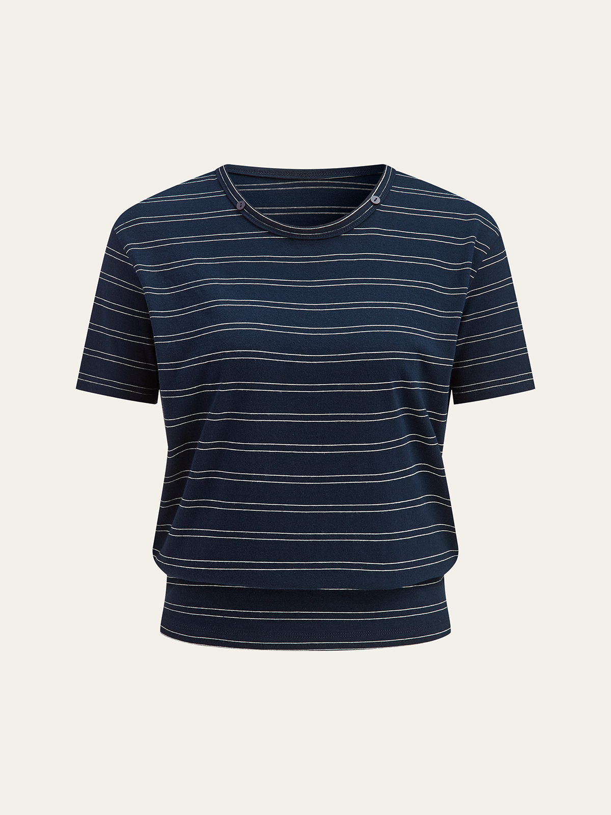 Striped Detachable Scarf Collar T-Shirt-Massicos