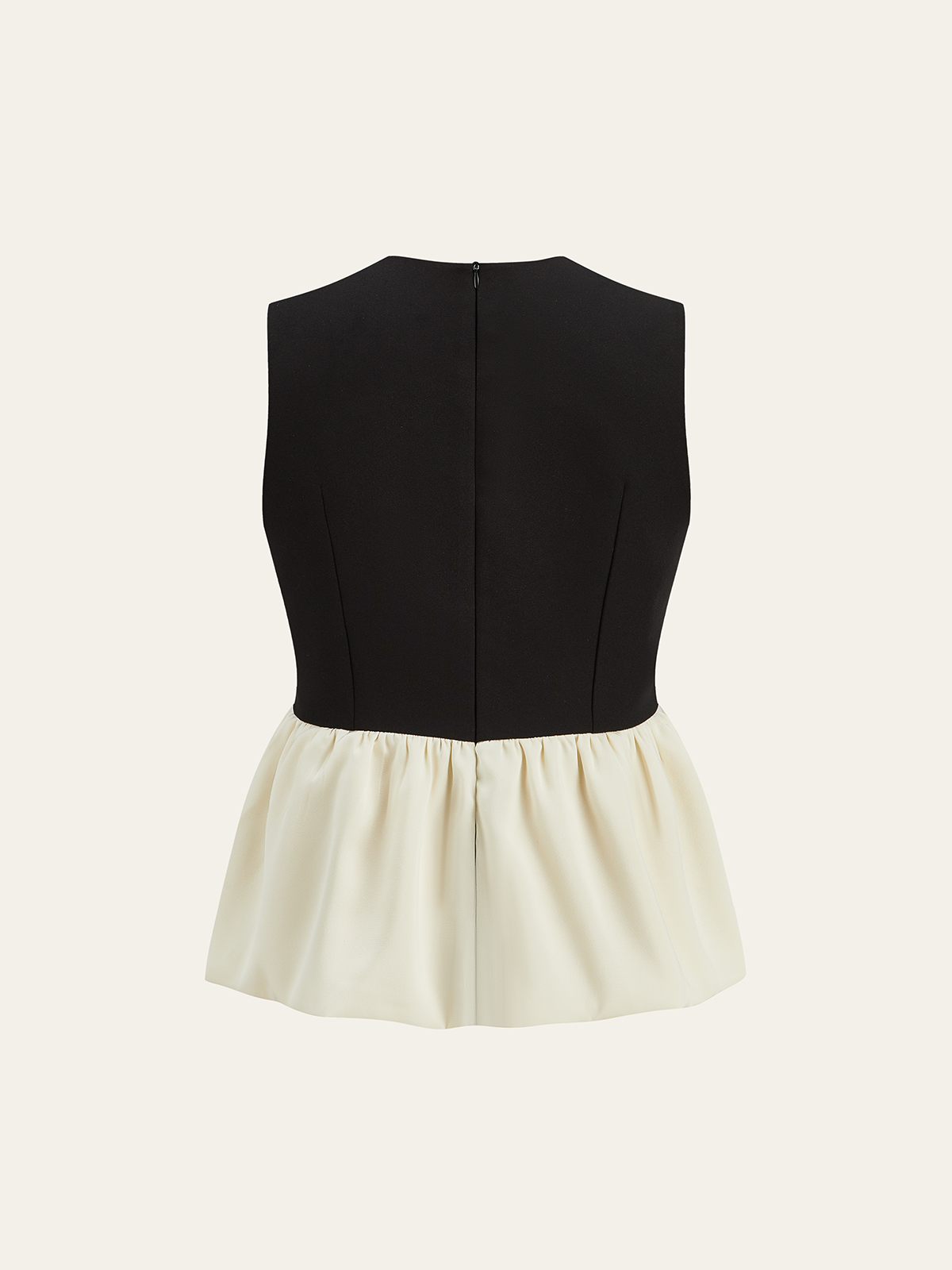 V-Neck Ruffle Hem Contrast Panel Top-Massicos