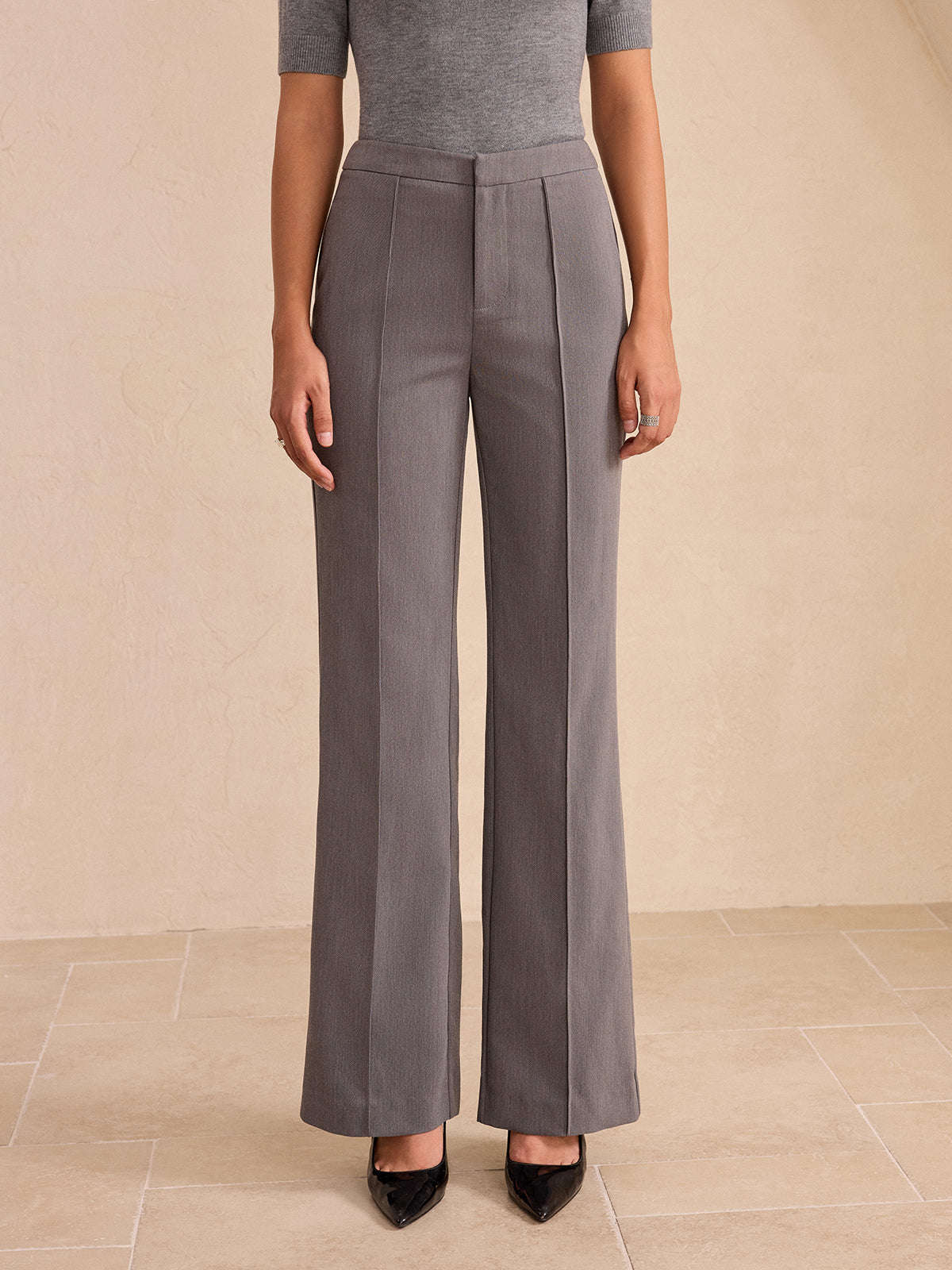 Mid-Waist Flared Pants-Massicos