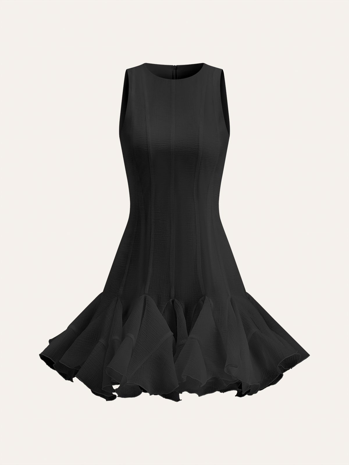 Semi-Sheer Ruffled Hem Mini Dress-Massicos