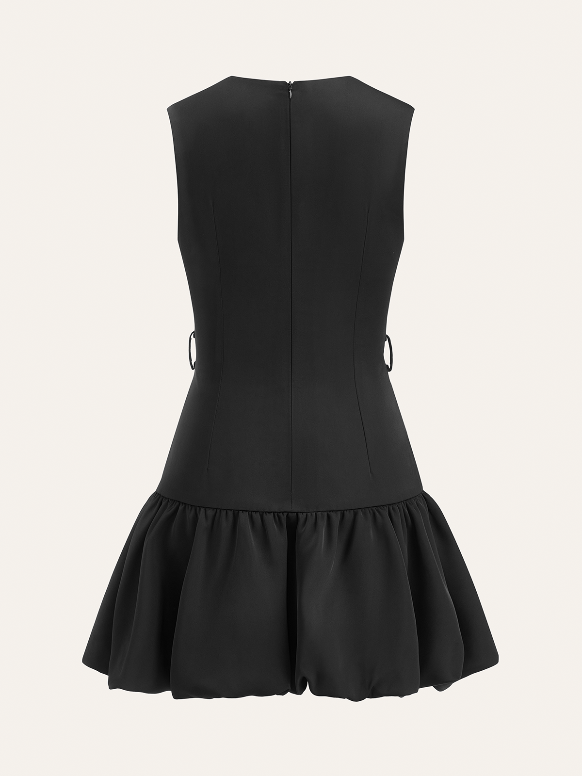Ruffled Hem Metal Button Mini Dress Without Belt-Massicos