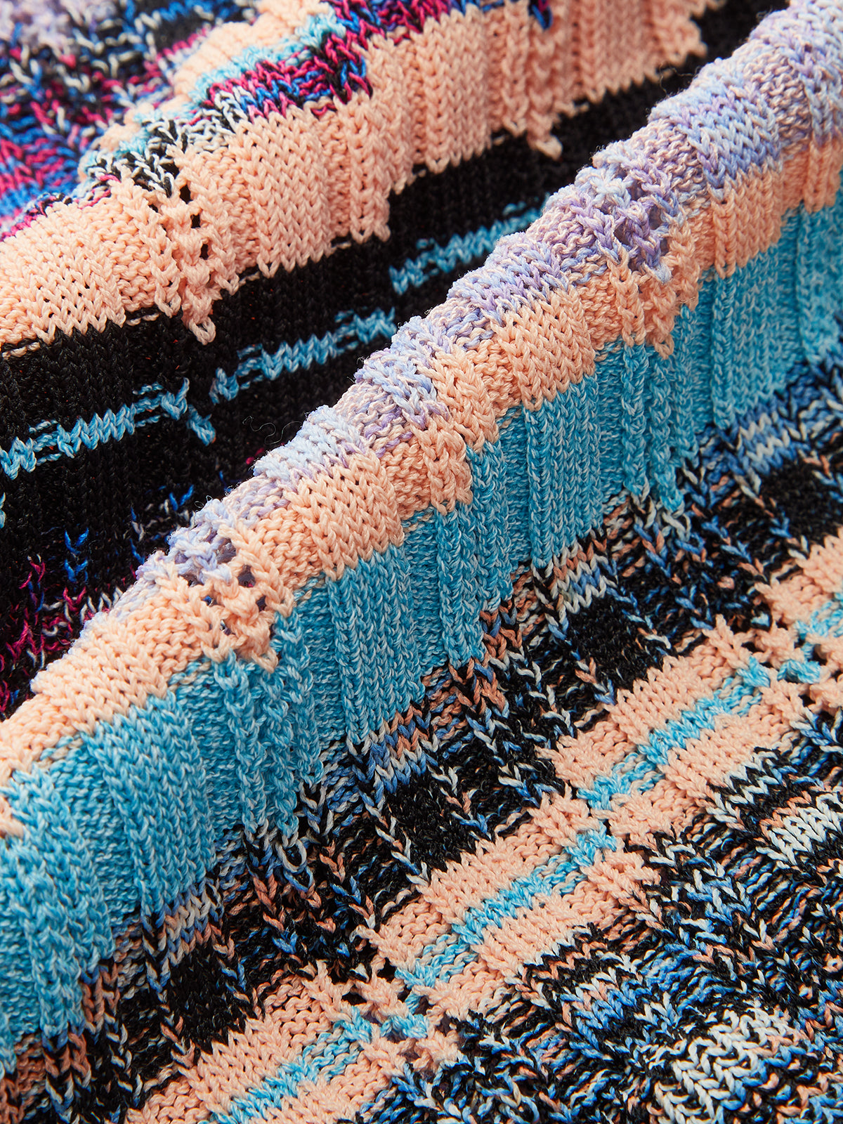 Ruffled Hem Colorful Striped Knit Top-Massicos