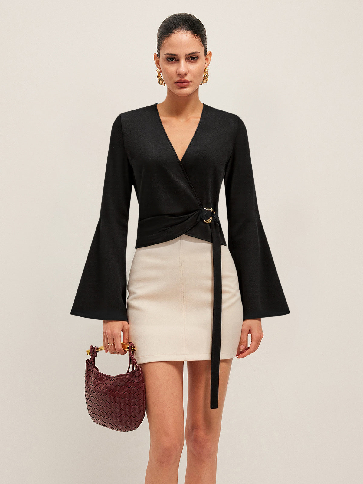 Bell Sleeves Wrap Top-Massicos