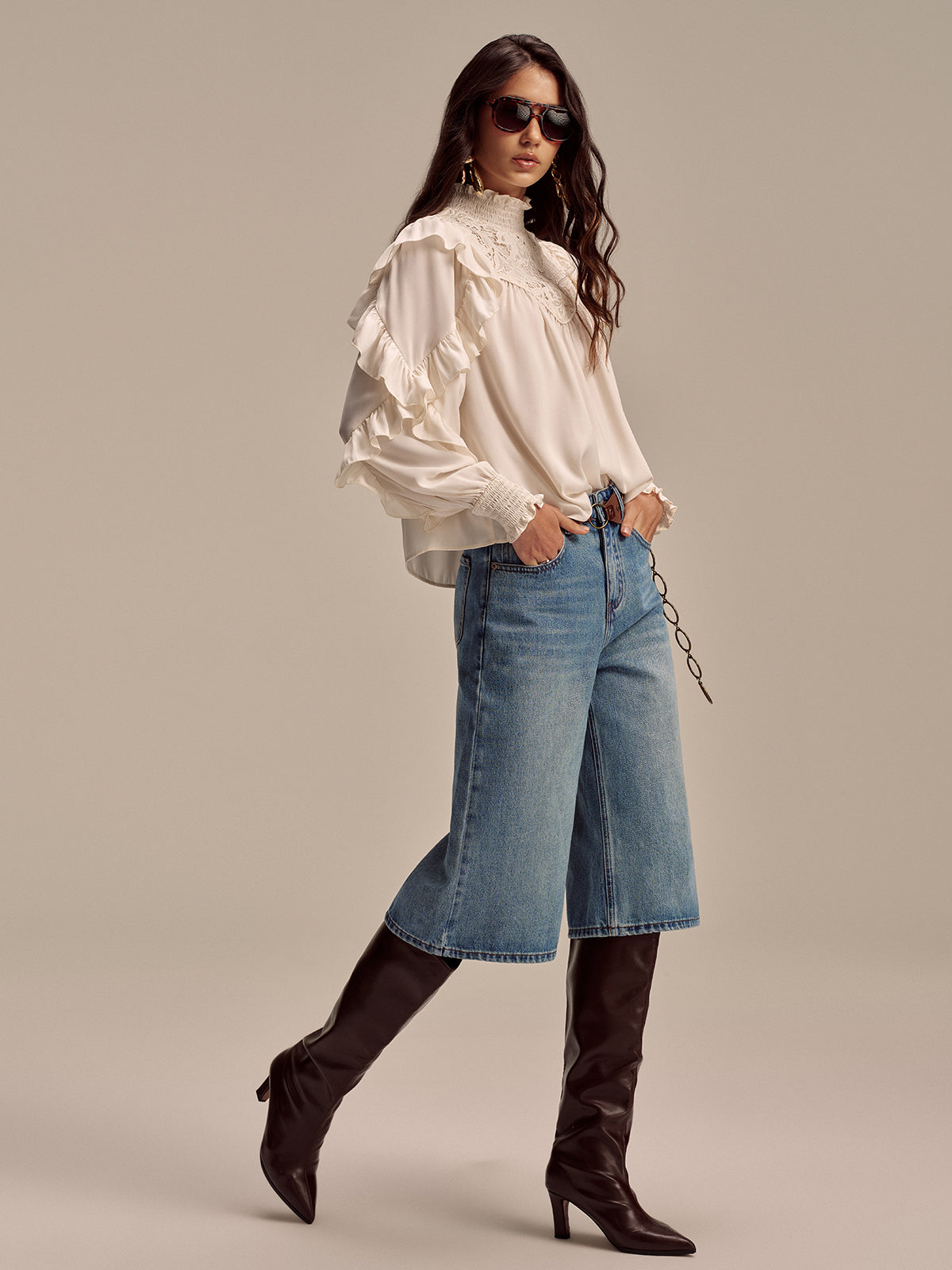 Mid-Waist Wide-Leg Jeans without Belt-Massicos