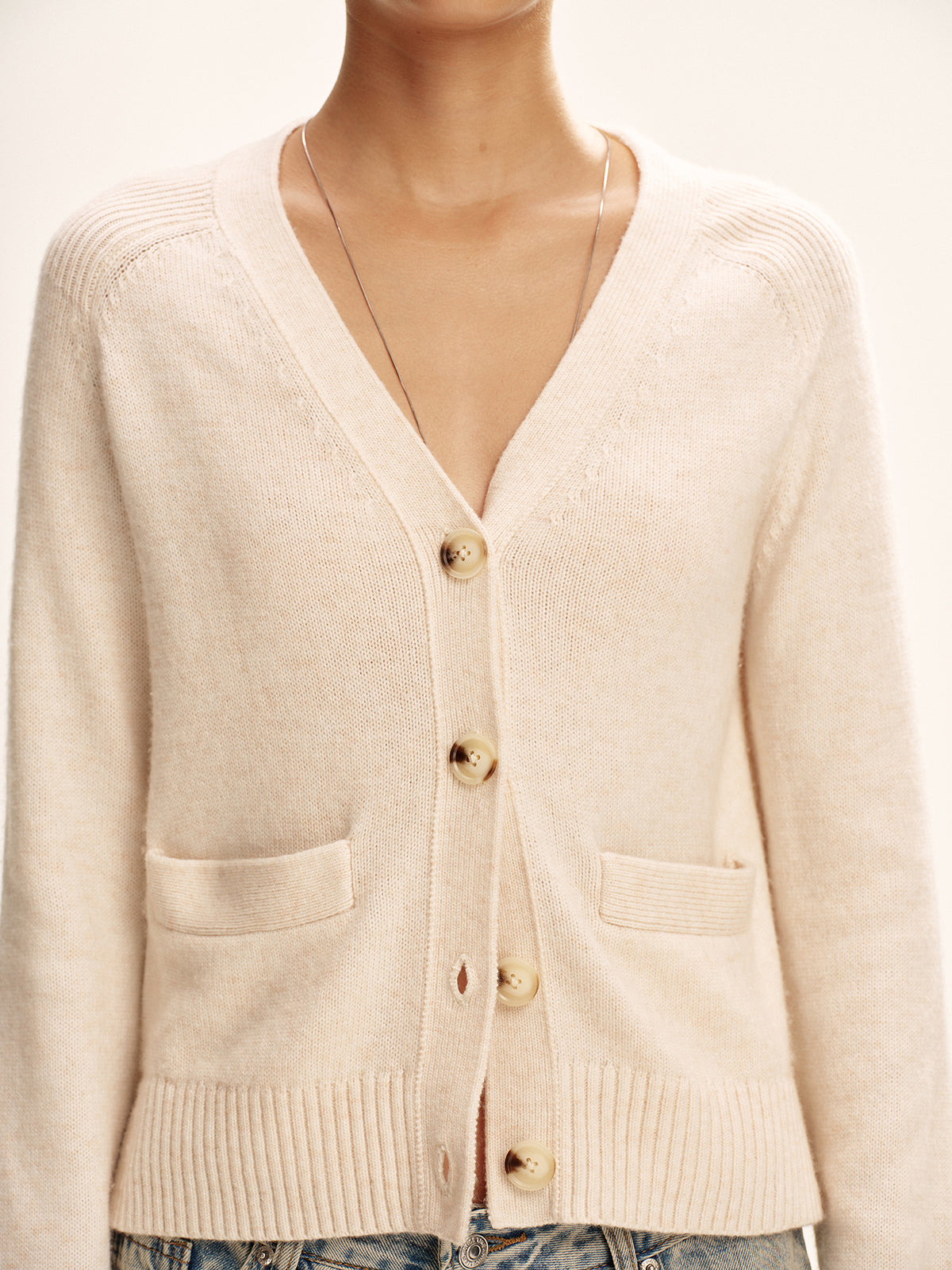 V-Neck Wool Blend Cardigan-Massicos