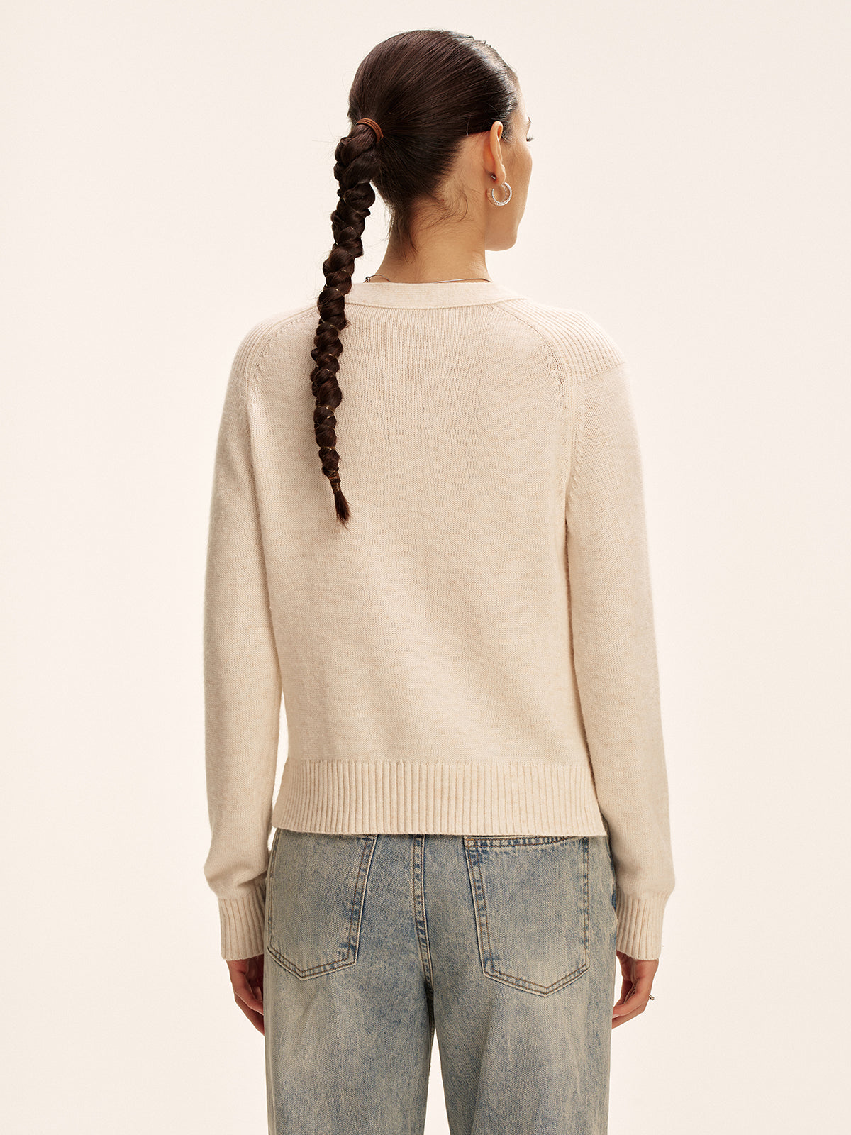V-Neck Wool Blend Cardigan-Massicos