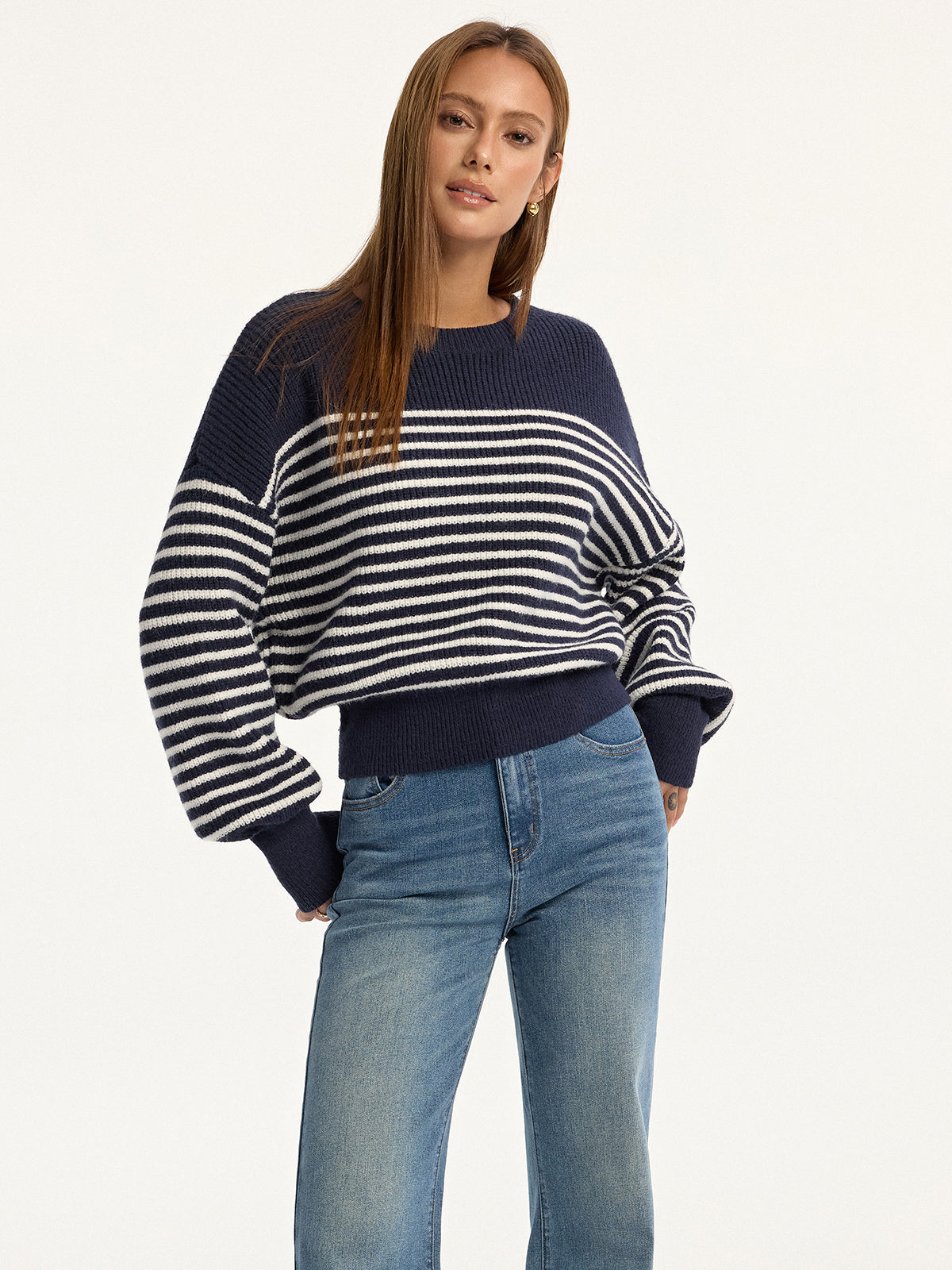 Stripped Ribbed Sweater-Massicos