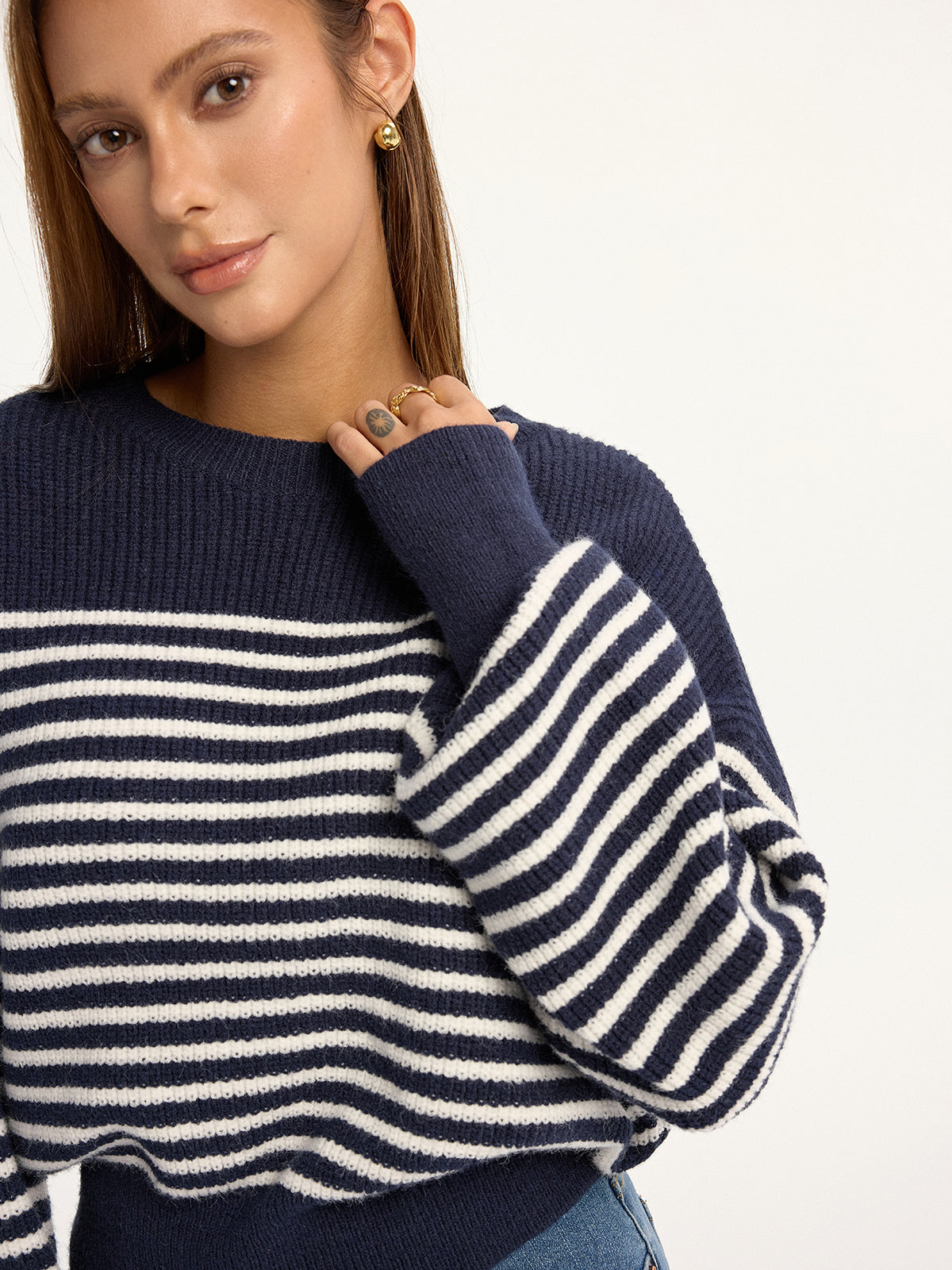 Stripped Ribbed Sweater-Massicos