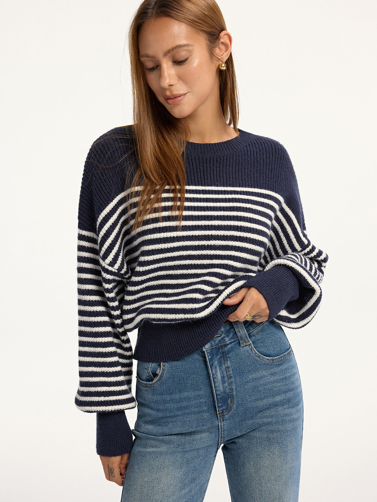 Stripped Ribbed Sweater-Massicos
