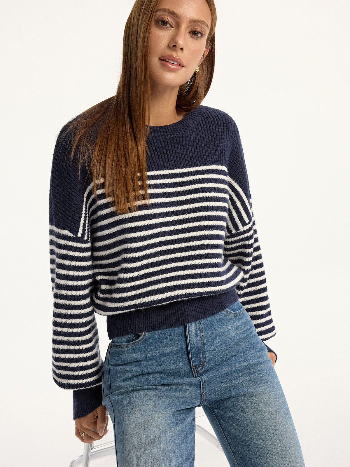 Stripped Ribbed Sweater-Massicos
