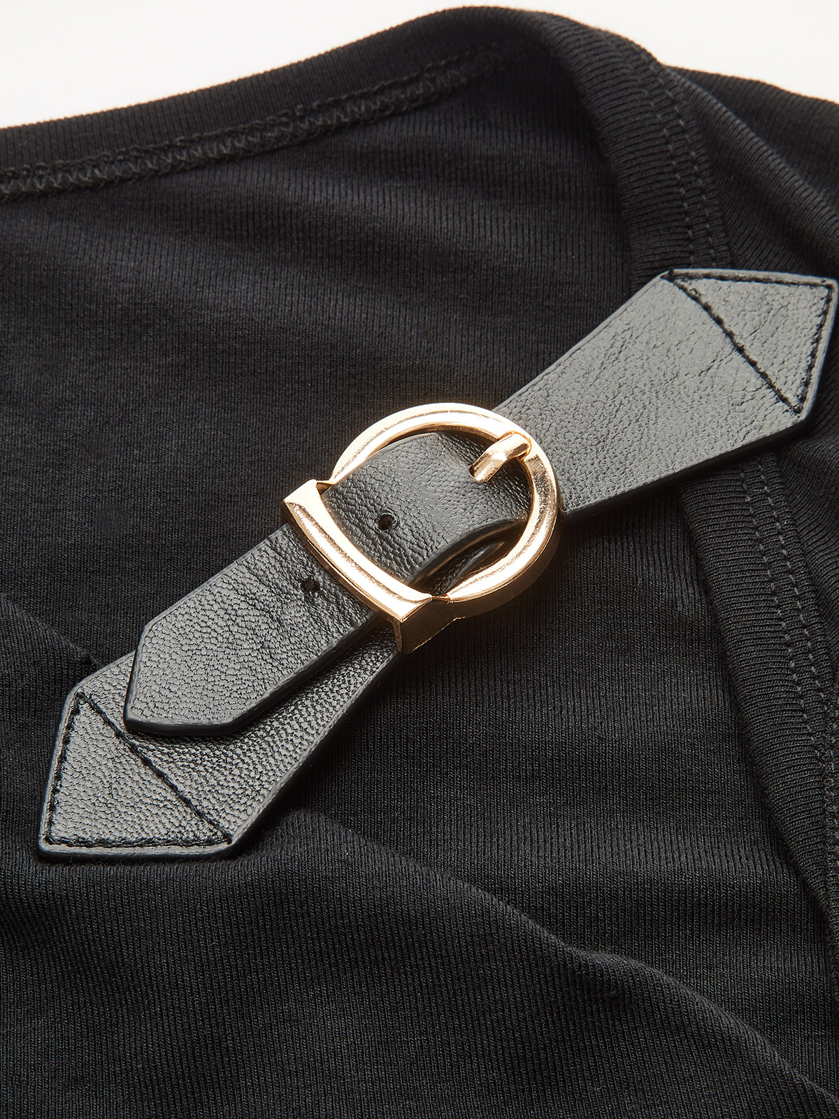 Asymmetric Ruched Top with Buckle Detail-Massicos