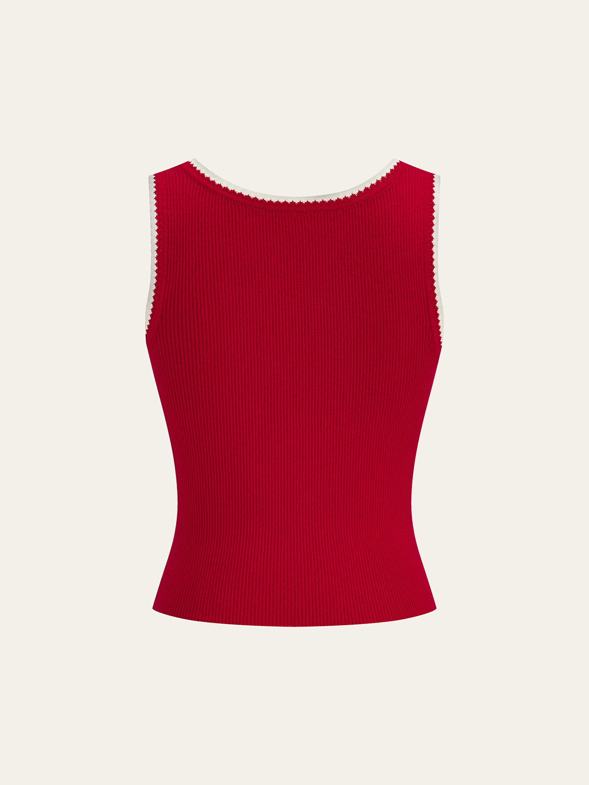 Contrast Scalloped Trim Ribbed Knit Tank Top-Massicos