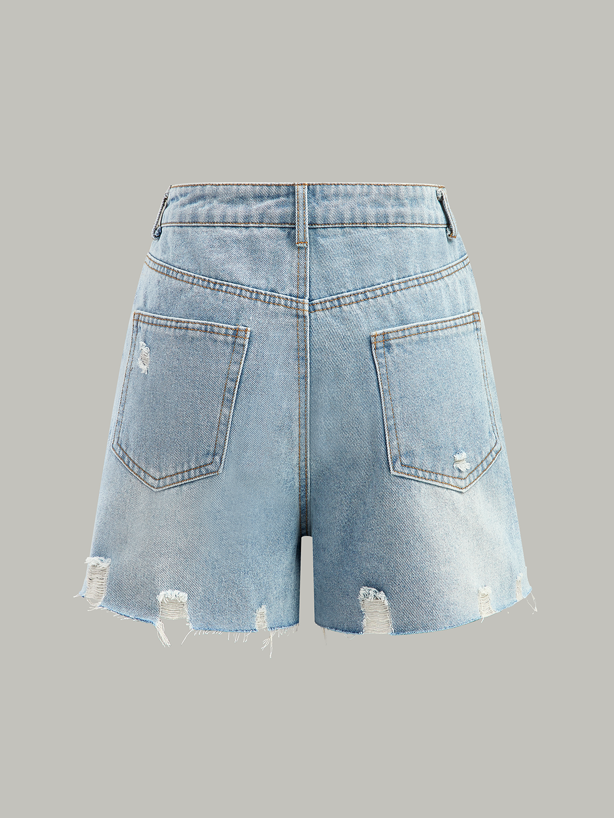 Asymmetric Waist Distressed Denim Shorts-Massicos