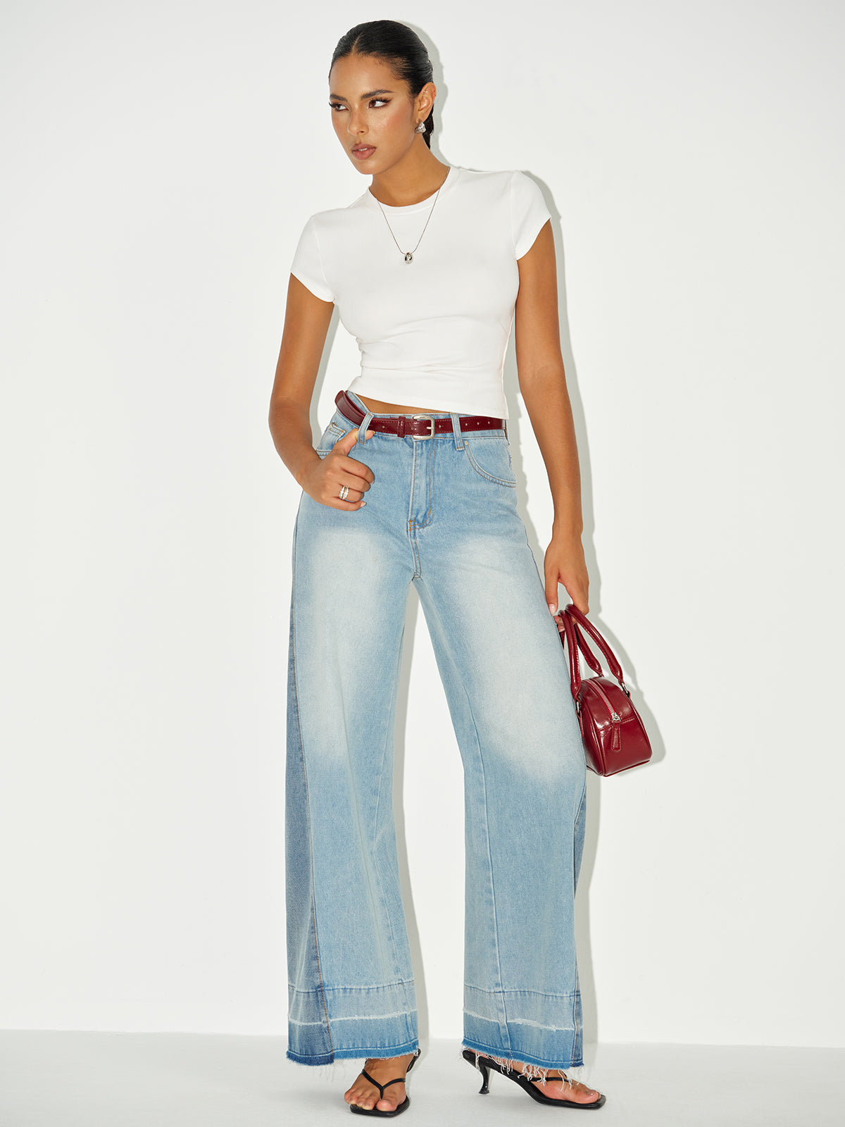 Ribbed Crew Neck Short Sleeve Cotton-Blend Top-Massicos