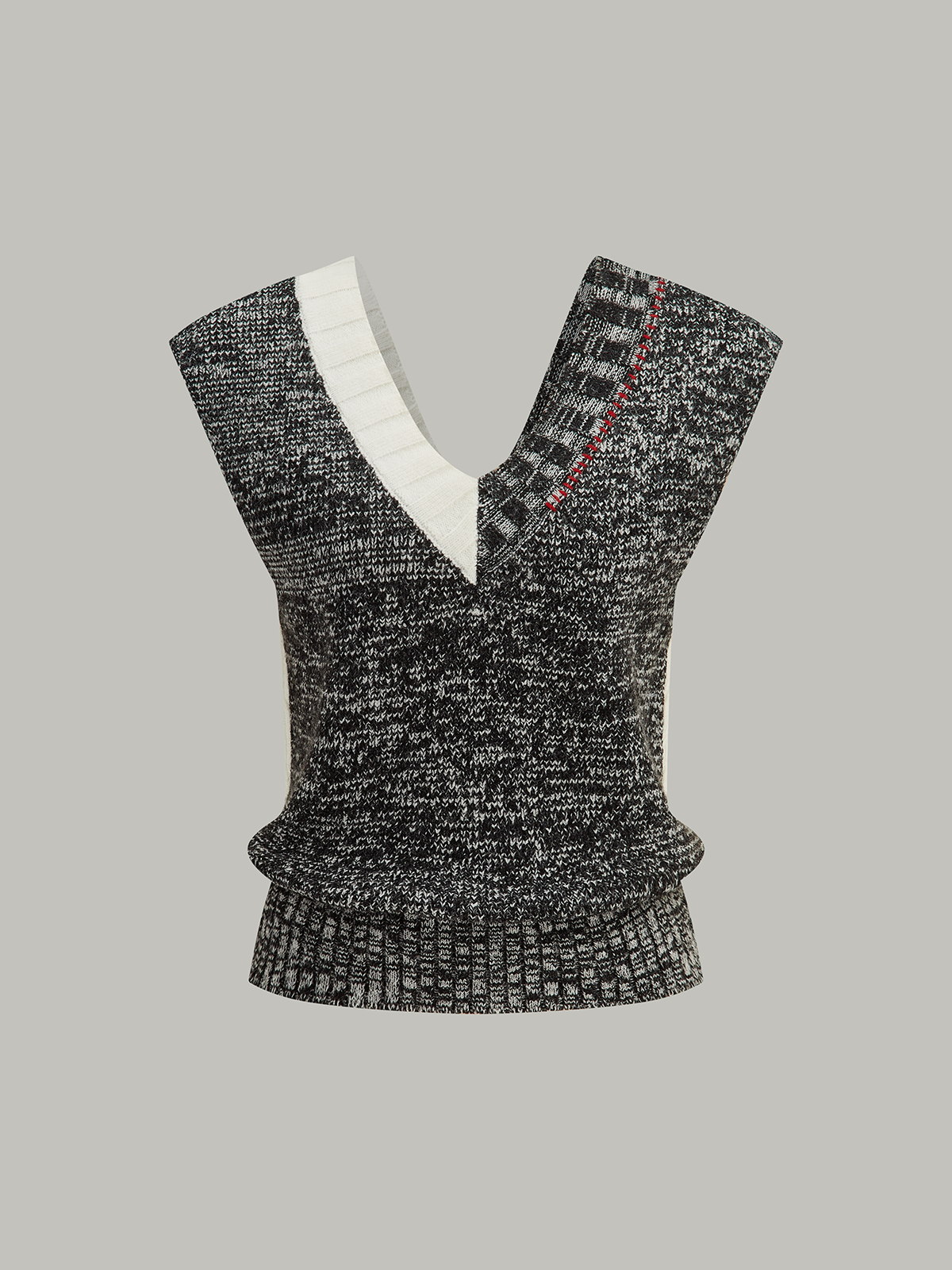 Two-Tone Reversible V-Neck Knit Vest-Massicos