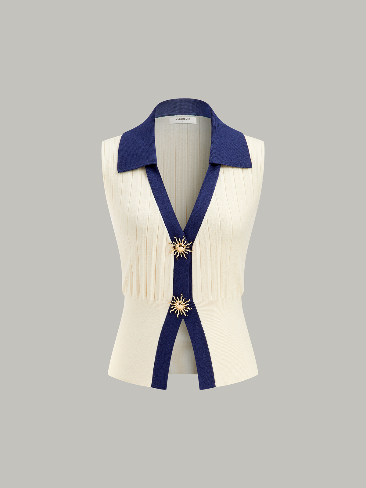 Two-Tone Collared Knit Vest-Massicos