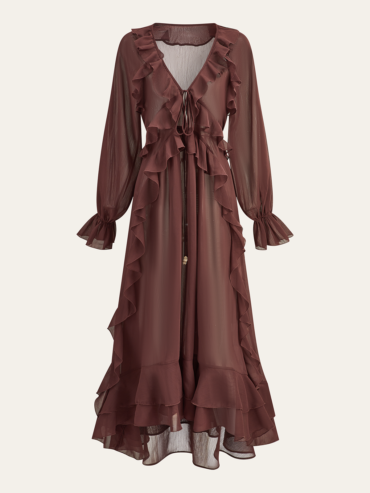 Ruffled Chiffon Maxi Dress Set with Cami Dress Liner-Massicos