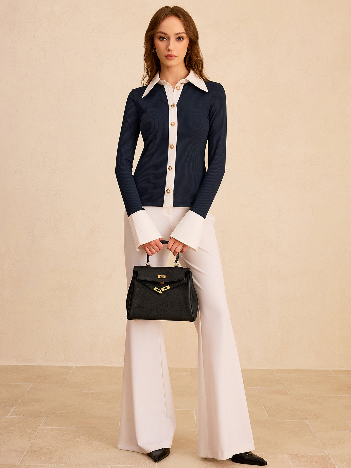 Color-Block Button-Down Shirt-Massicos