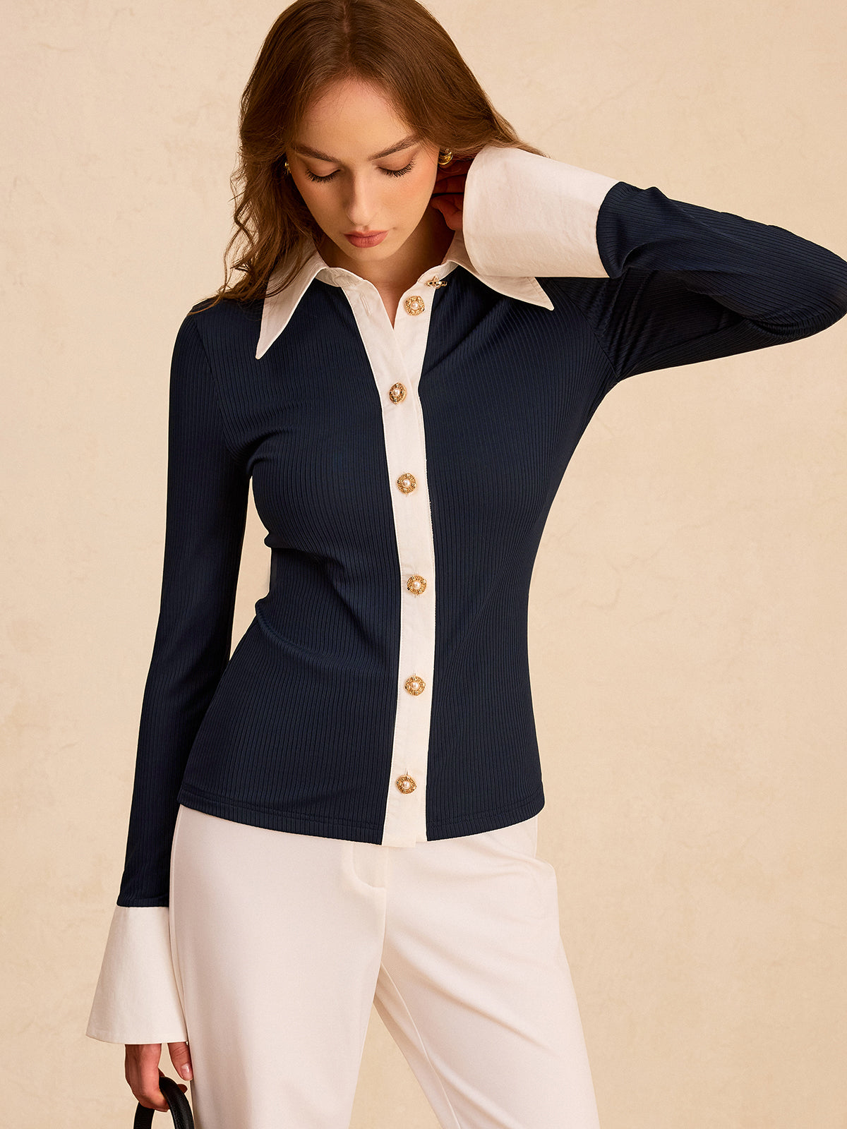 Color-Block Button-Down Shirt-Massicos