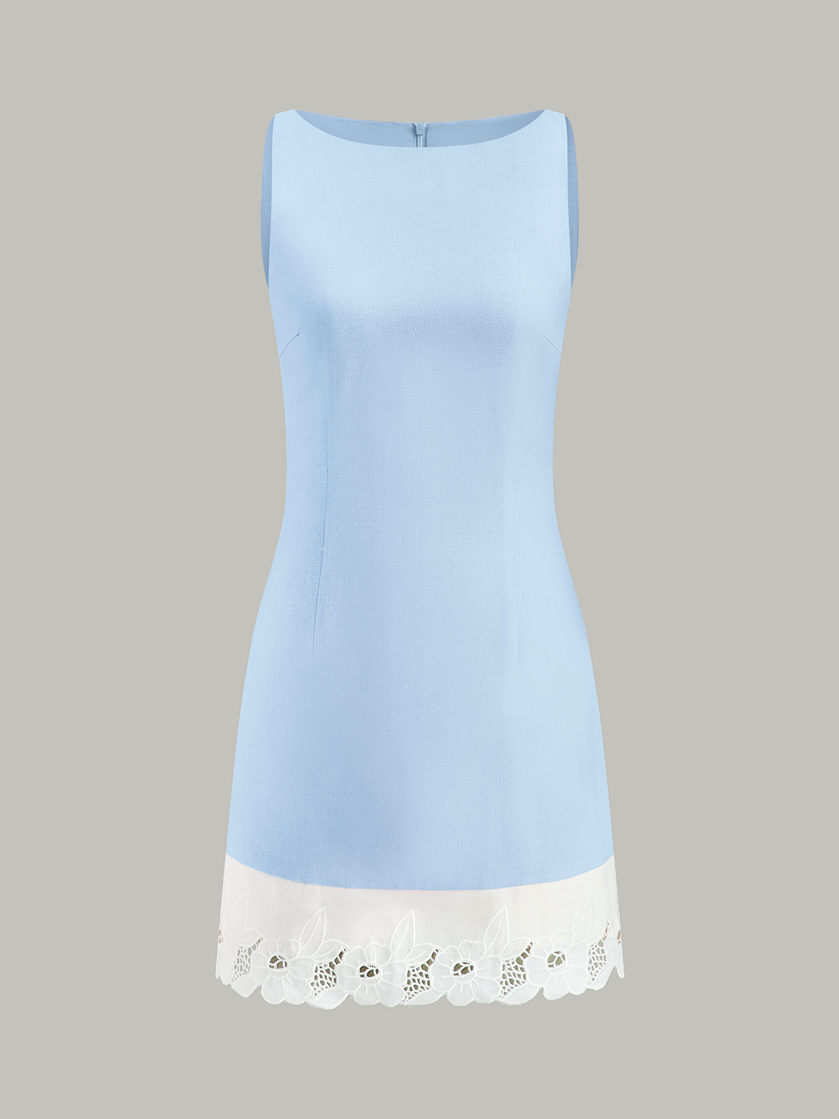 Linen & Cotton Embroidered Trim Mini Dress-Massicos